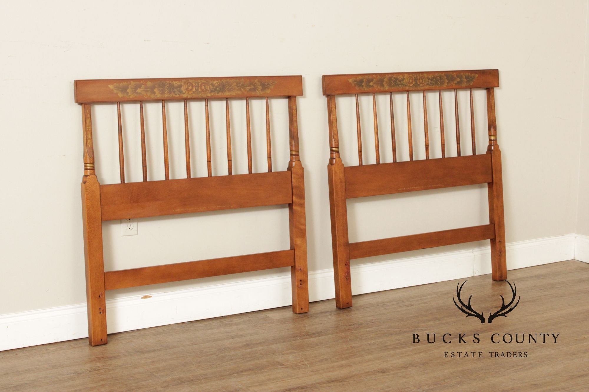 Hitchcock Early American Style Pair of Painted Twin Headboards