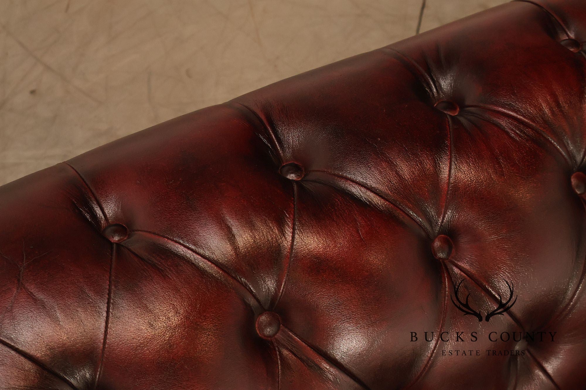 Chesterfield Style Oxford Red Tufted Leather Sofa