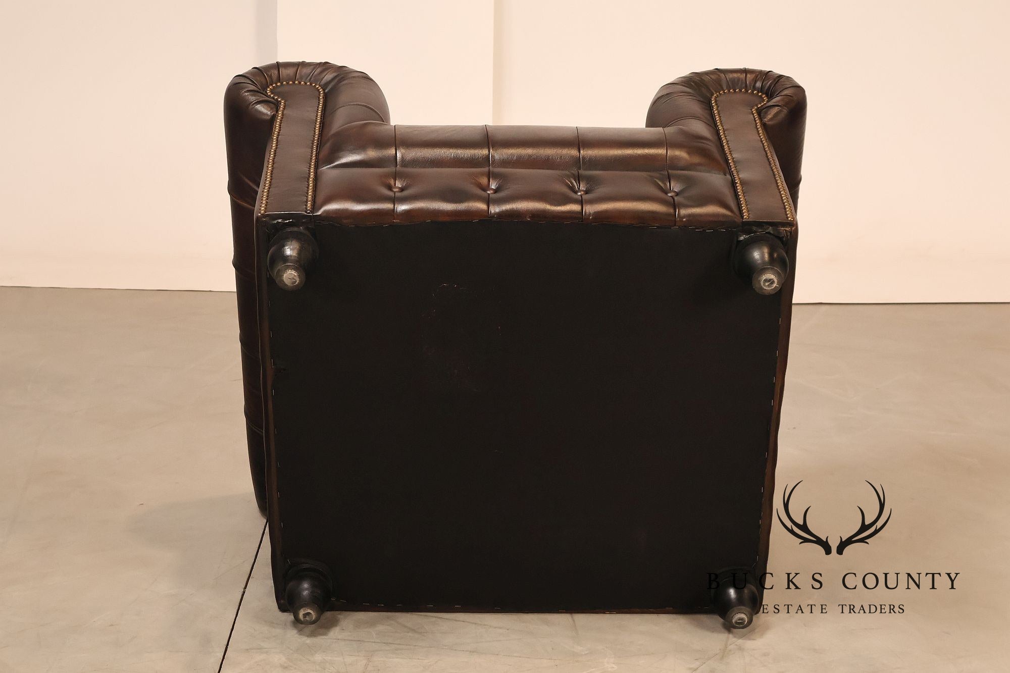 Chesterfield Style Dark Brown Tufted Leather Club Chair