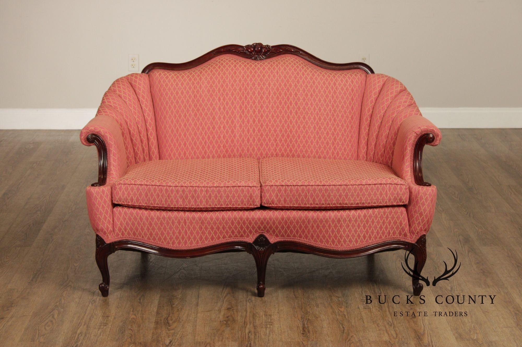 French Louis XV Style Mahogany Loveseat Settee