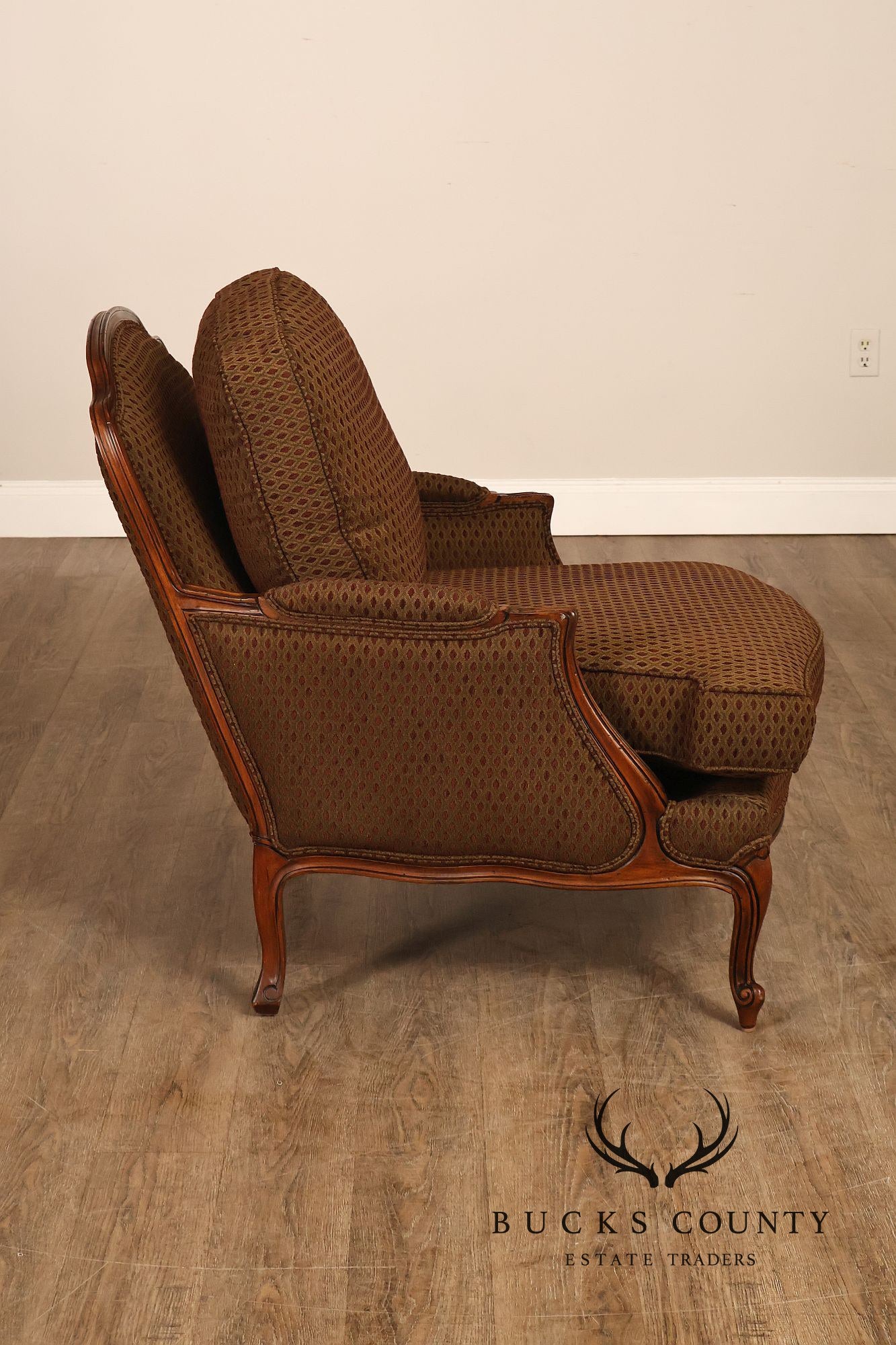 Ethan Allen French Louis XV Style 'Versailles' Armchair and Ottoman