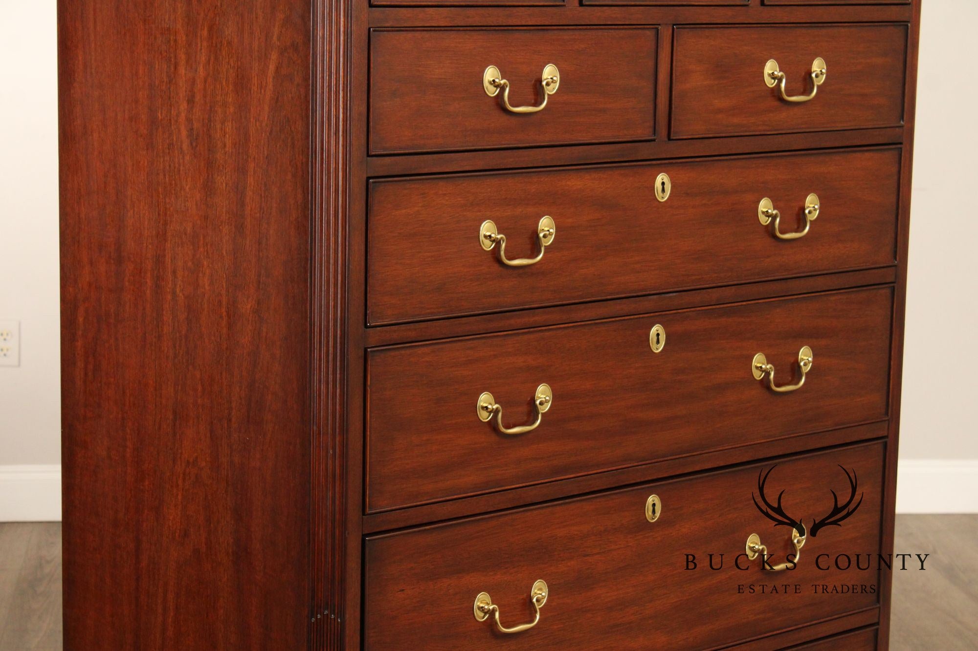 Henkel Harris Chippendale Style Mahogany New Market Tall Chest