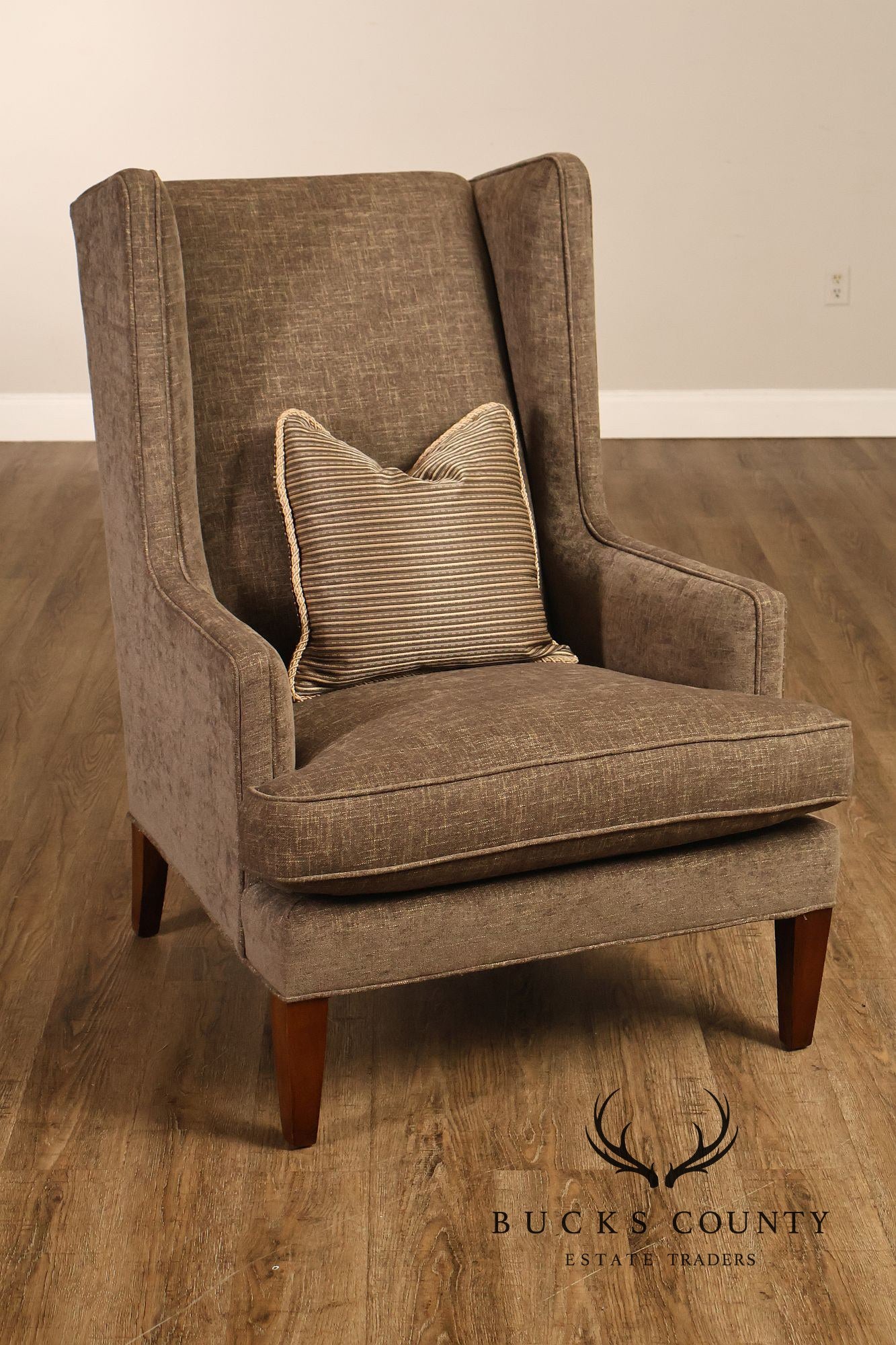 Hickory White Transitional Style Pair of High Back Wing Chairs