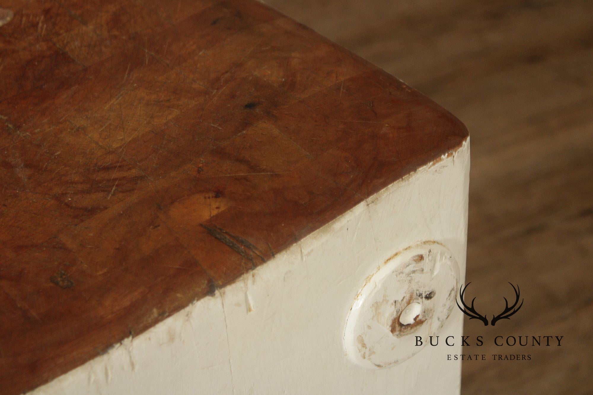 Vintage Painted Butcher Block Table