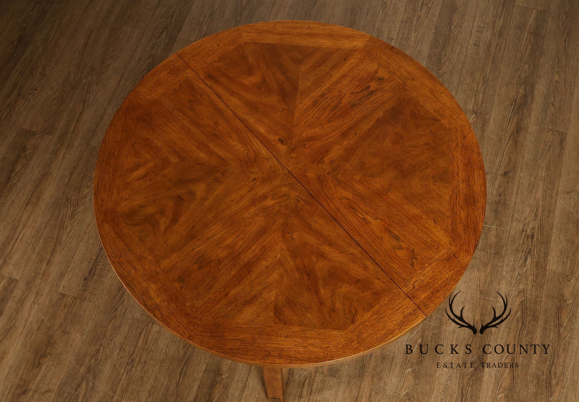 Drexel 'Woodbriar' Campaign Style Round Expandable Dining Table