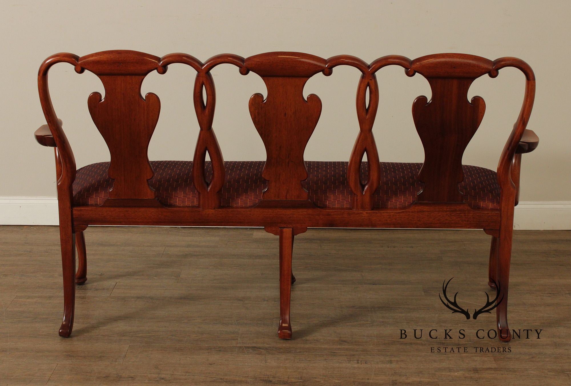 Georgian Furnishing Co. Queen Anne Style Mahogany Triple Back Settee