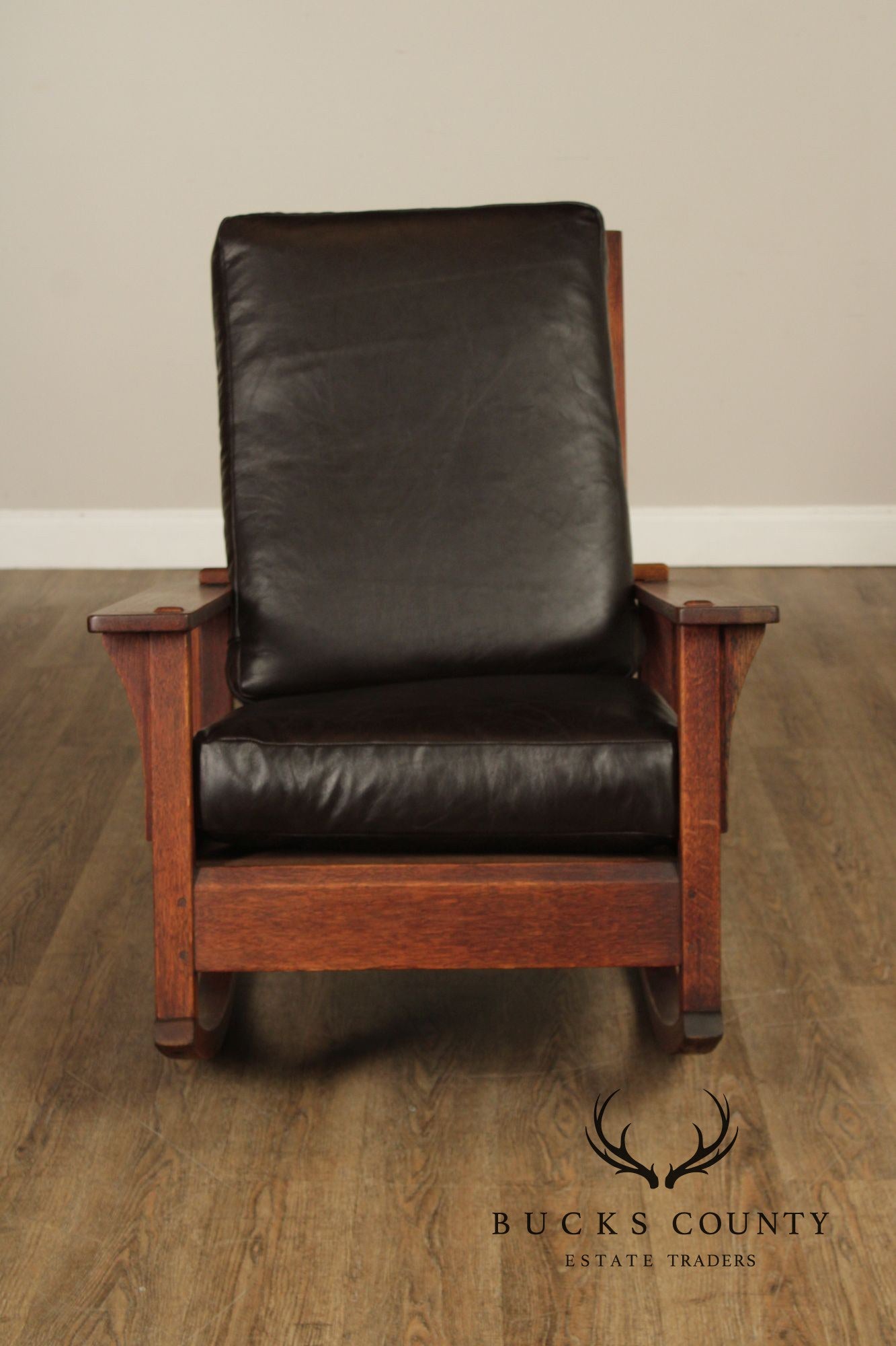 Antique L. & J.G. Stickley Mission Oak Morris Rocker