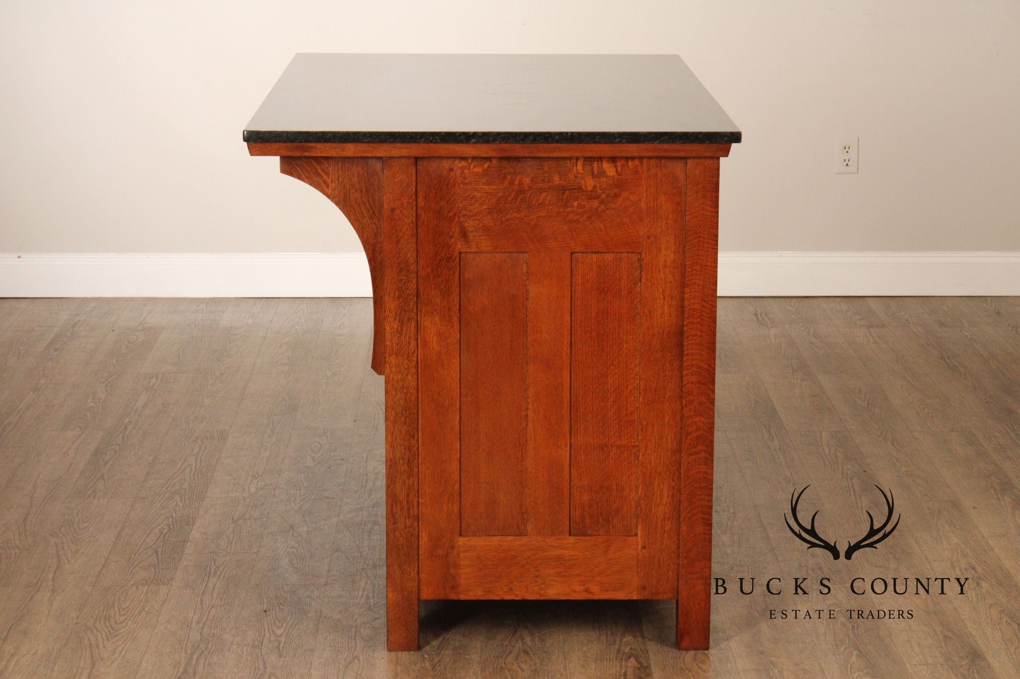Stickley Mission Collection Granite Top Oak Kitchen Island