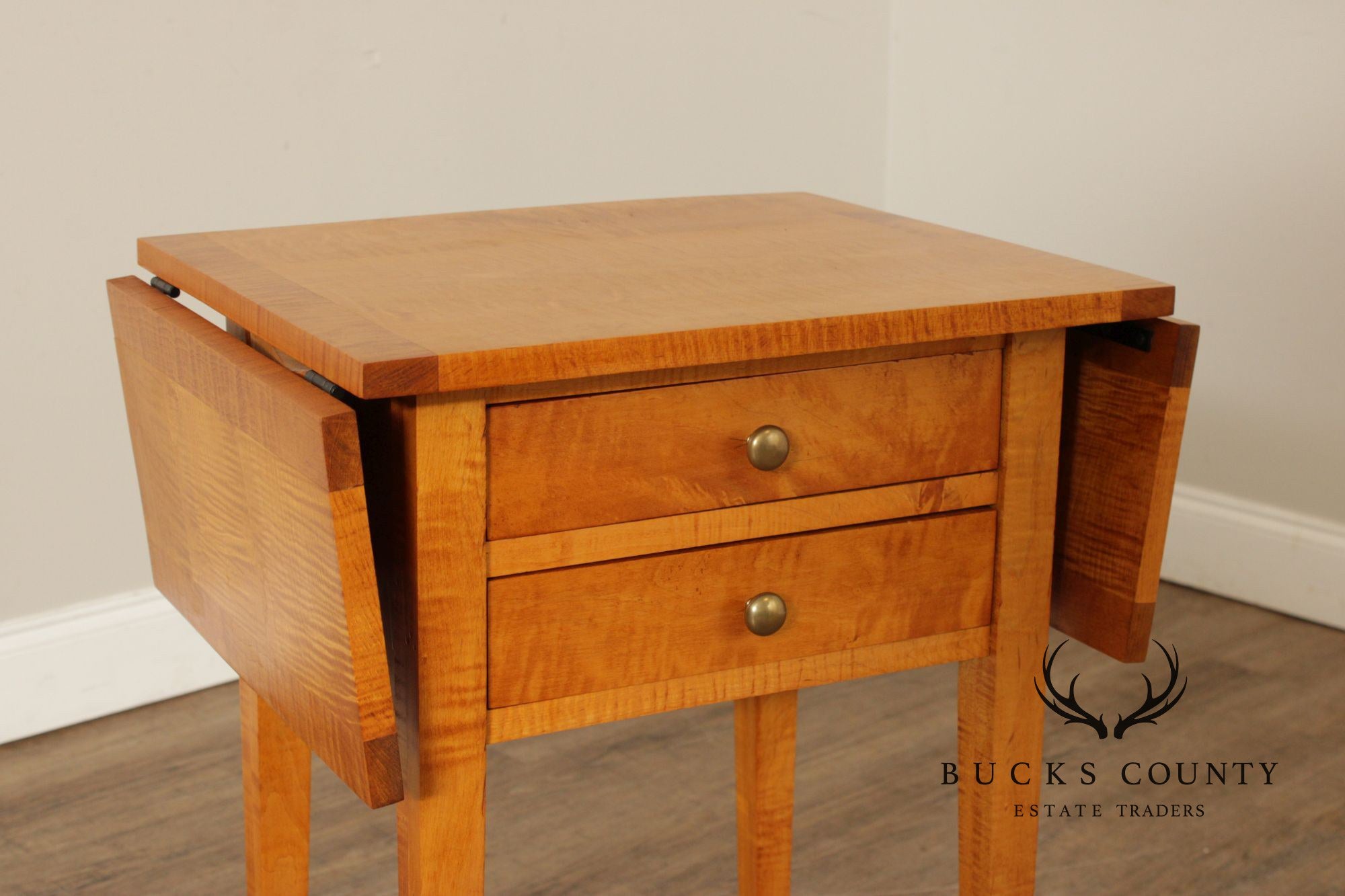 Federal Style Tiger Maple Pembroke Side Table