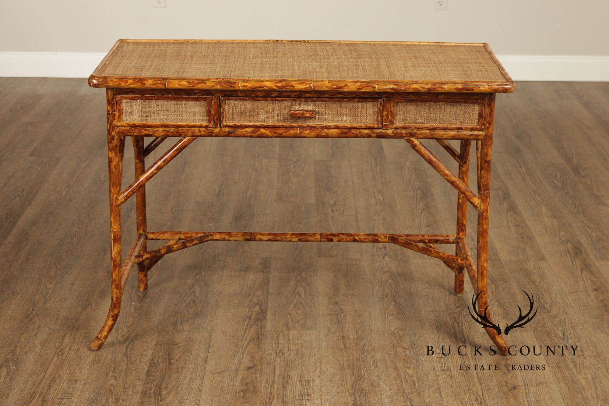 Vintage Bamboo And Rattan Writing Desk