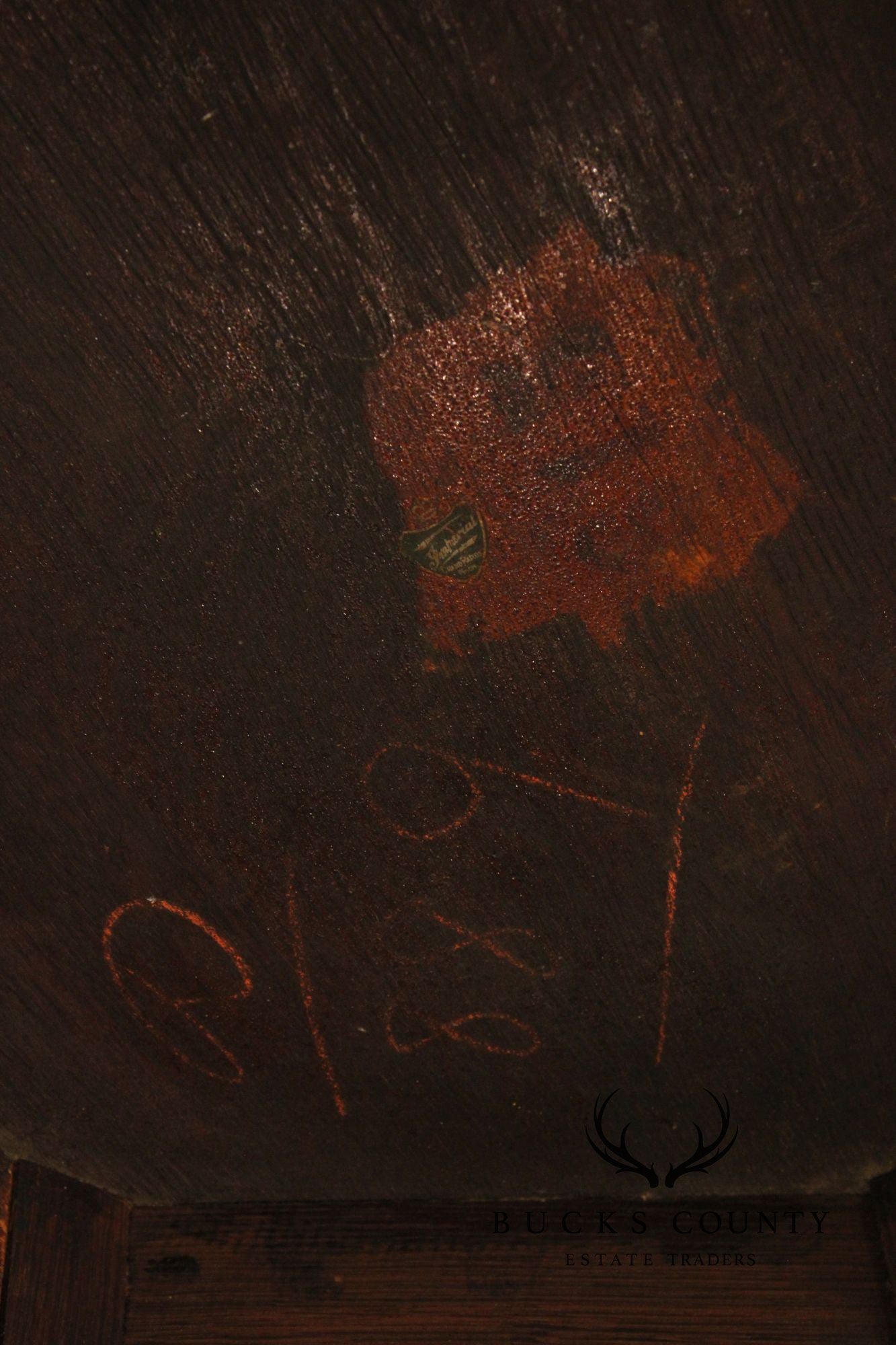 Imperial Furniture Antique Mission Oak Hexagonal Lamp Table