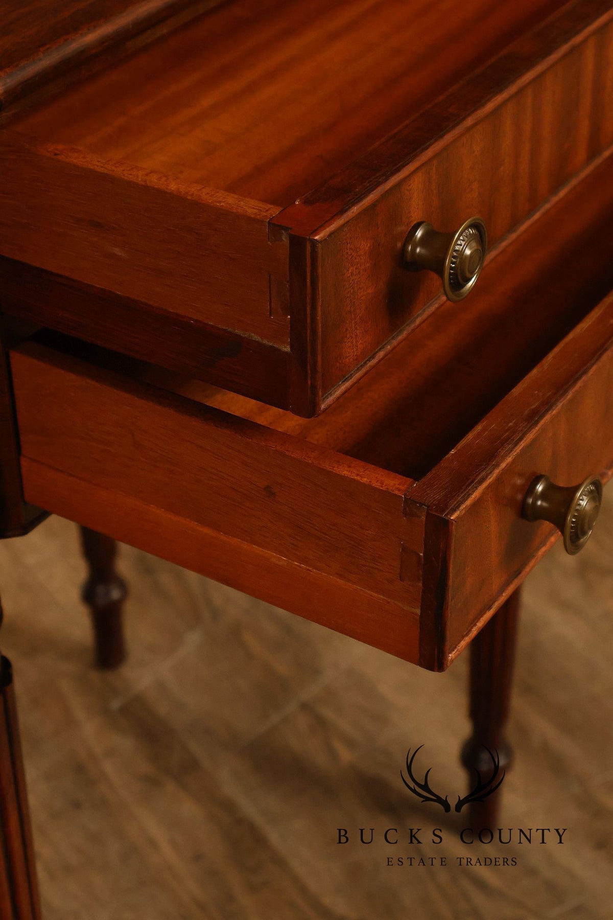 Federal Sheraton Style Mahogany Two-Drawer Side Table