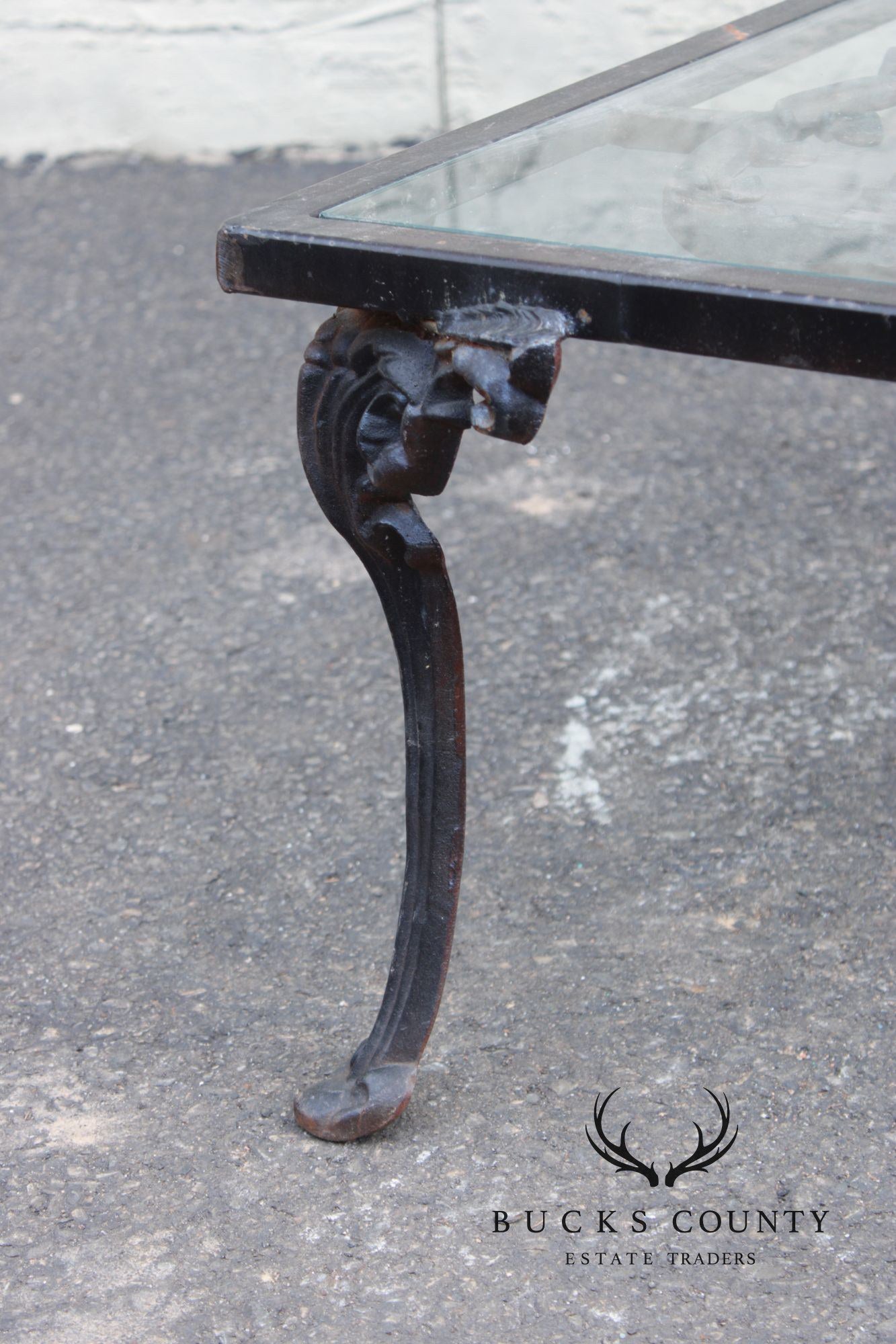 Victorian Style Glass Top Iron Coffee Table