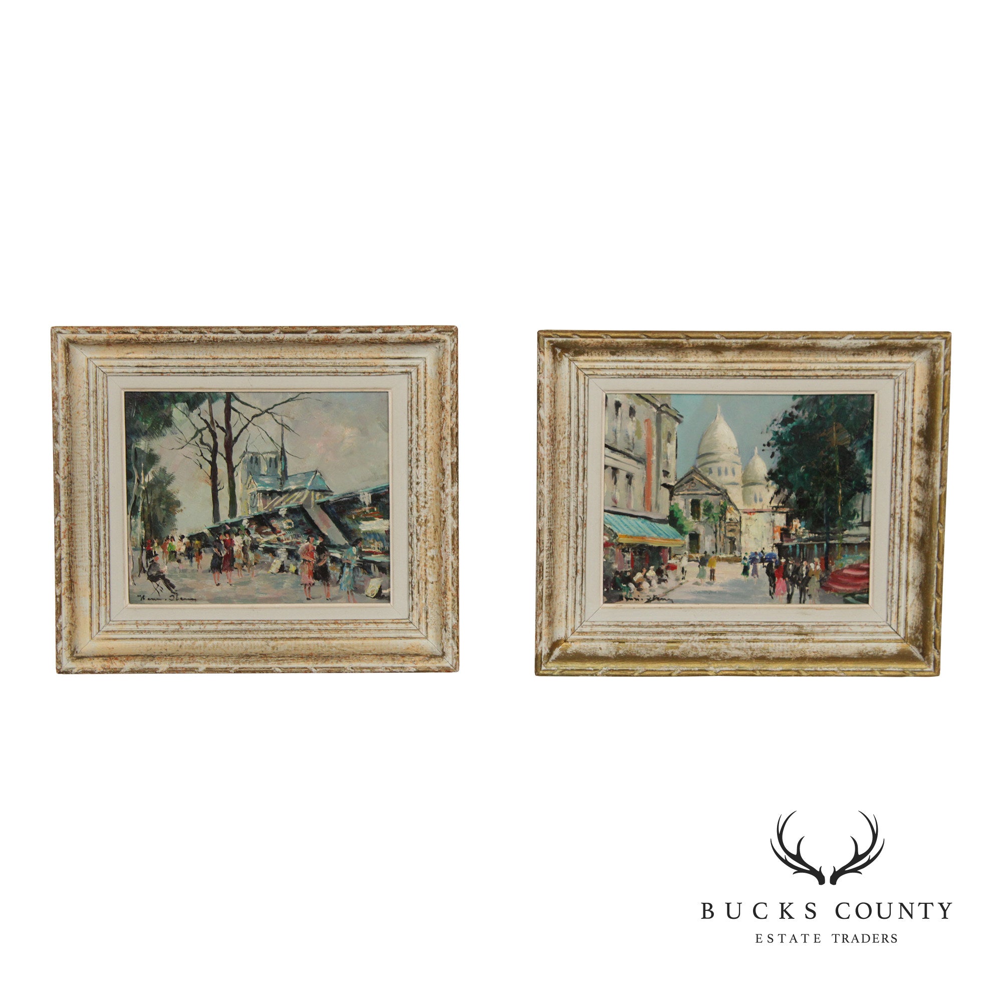 Henri Stenn Pair Of Framed Paintings, Place Du Tertre & Montmartre