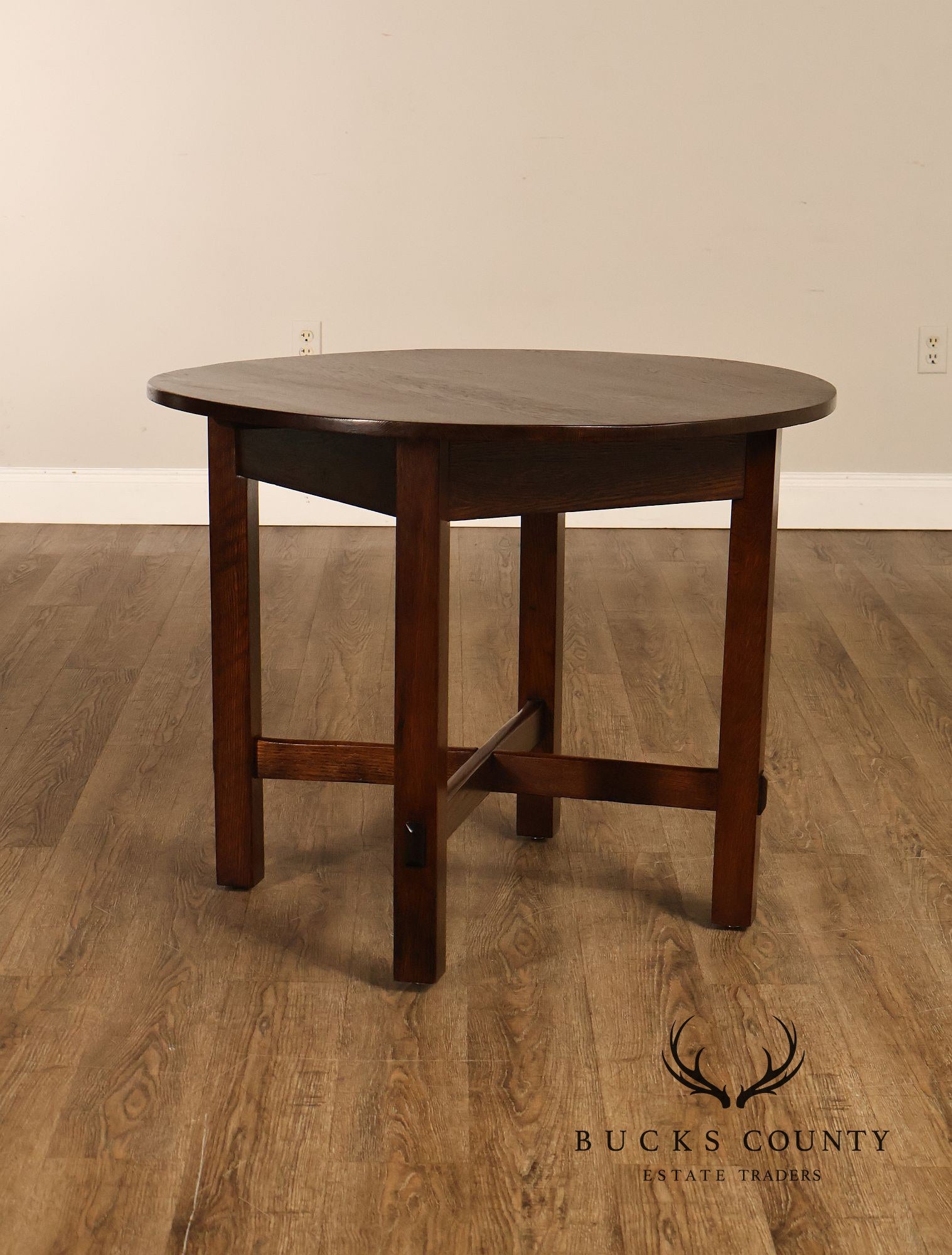 National Furniture Company Antique Mission Oak Round Lamp Table