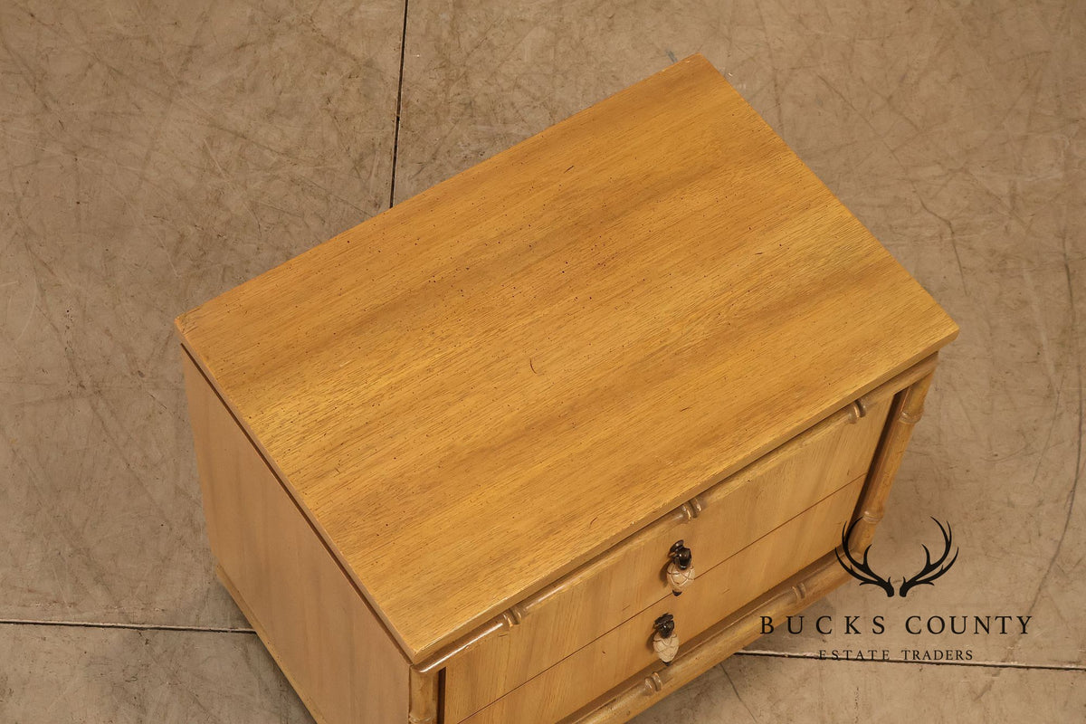 American Of Martinsville Pair Of Faux Bamboo Two-Drawer Nightstands
