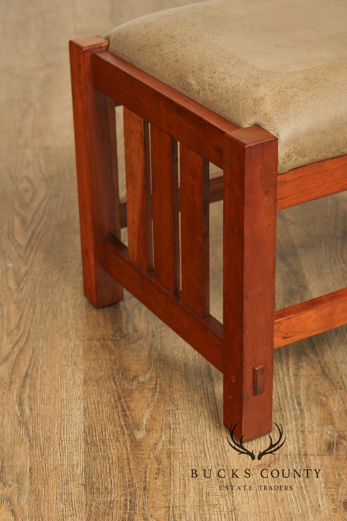 Stickley Mission Collection Cherry and Leather Footstool