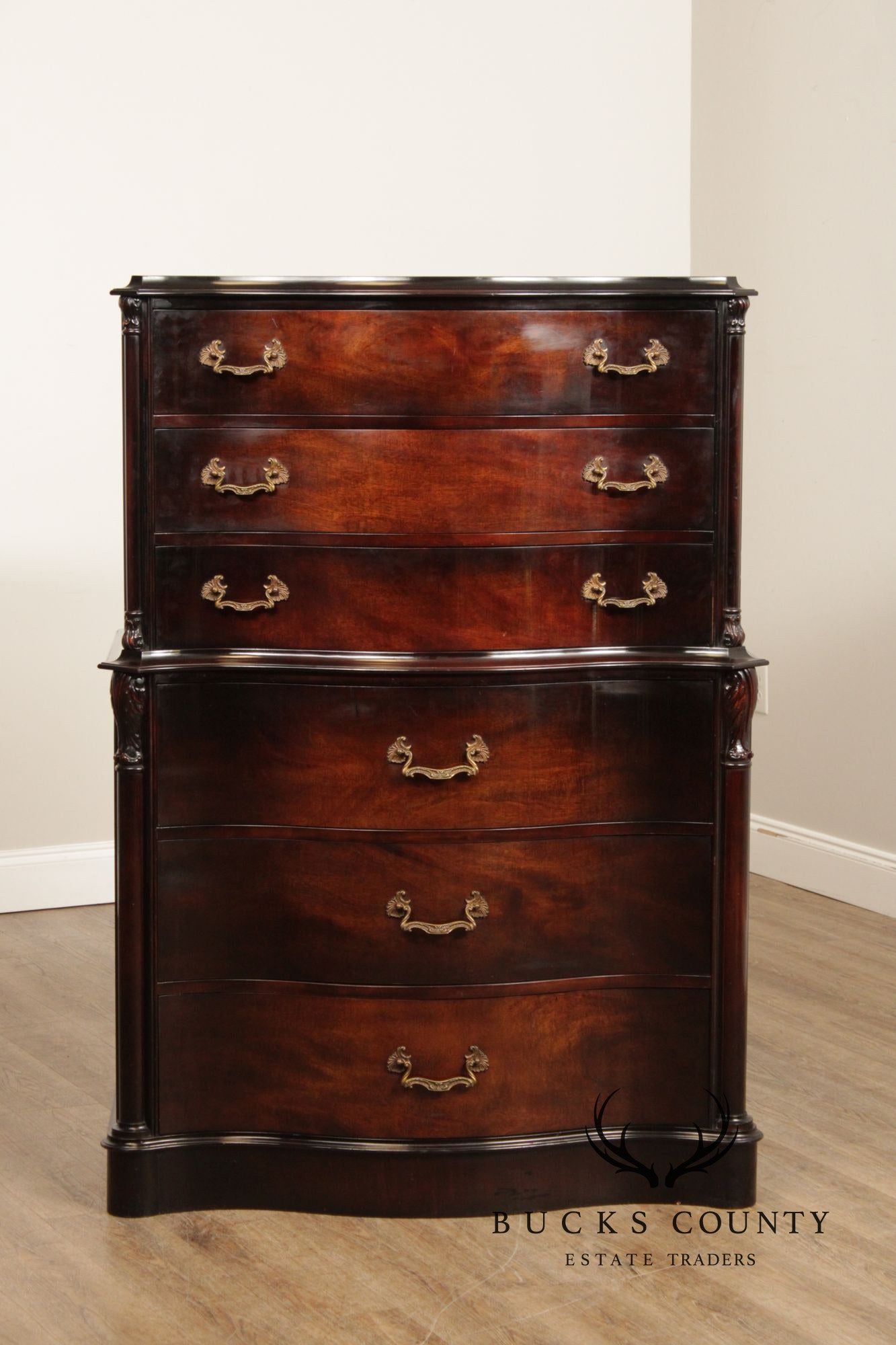 Vintage 1940s Mahogany Tall Chest