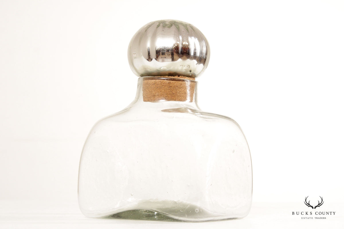 Mexican Vintage Blown Glass Stoppered Bottle or Decanter