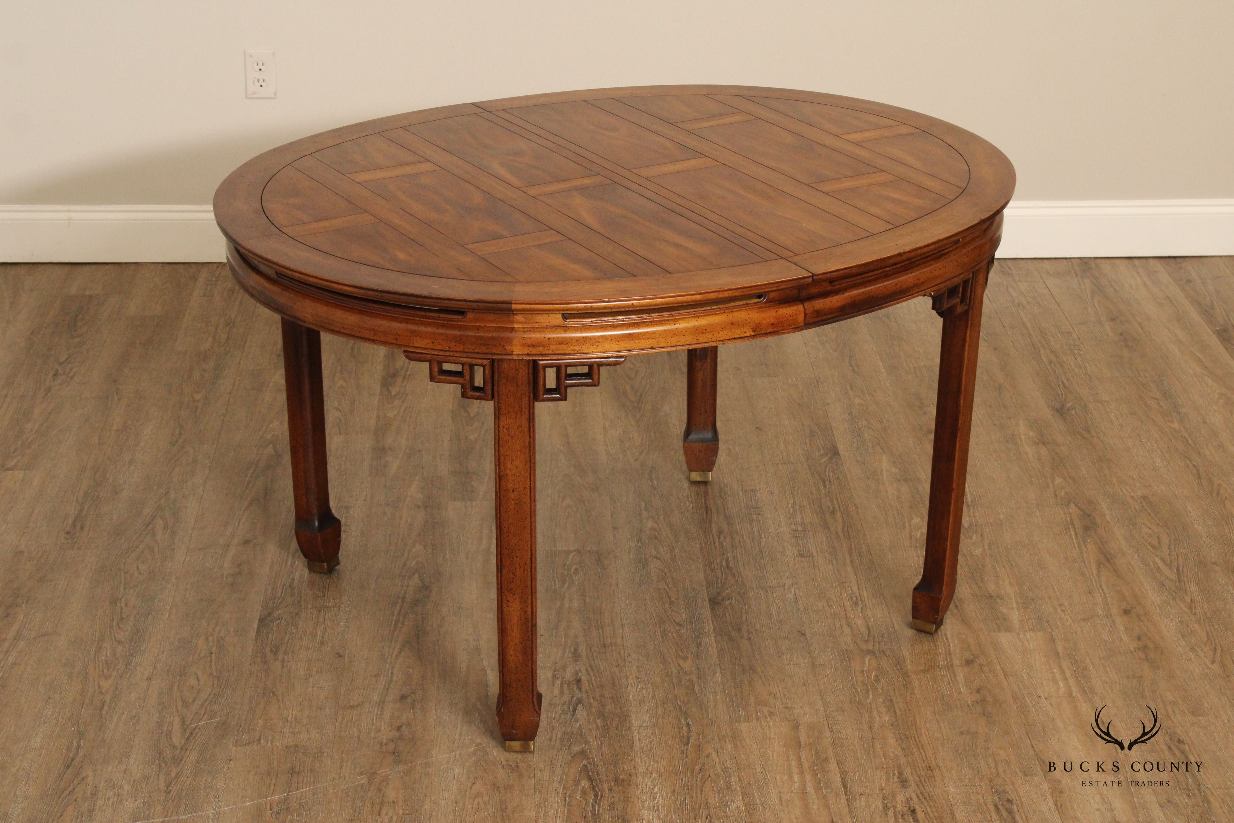 Asian Style Oval Mahogany Extendable Dining Table