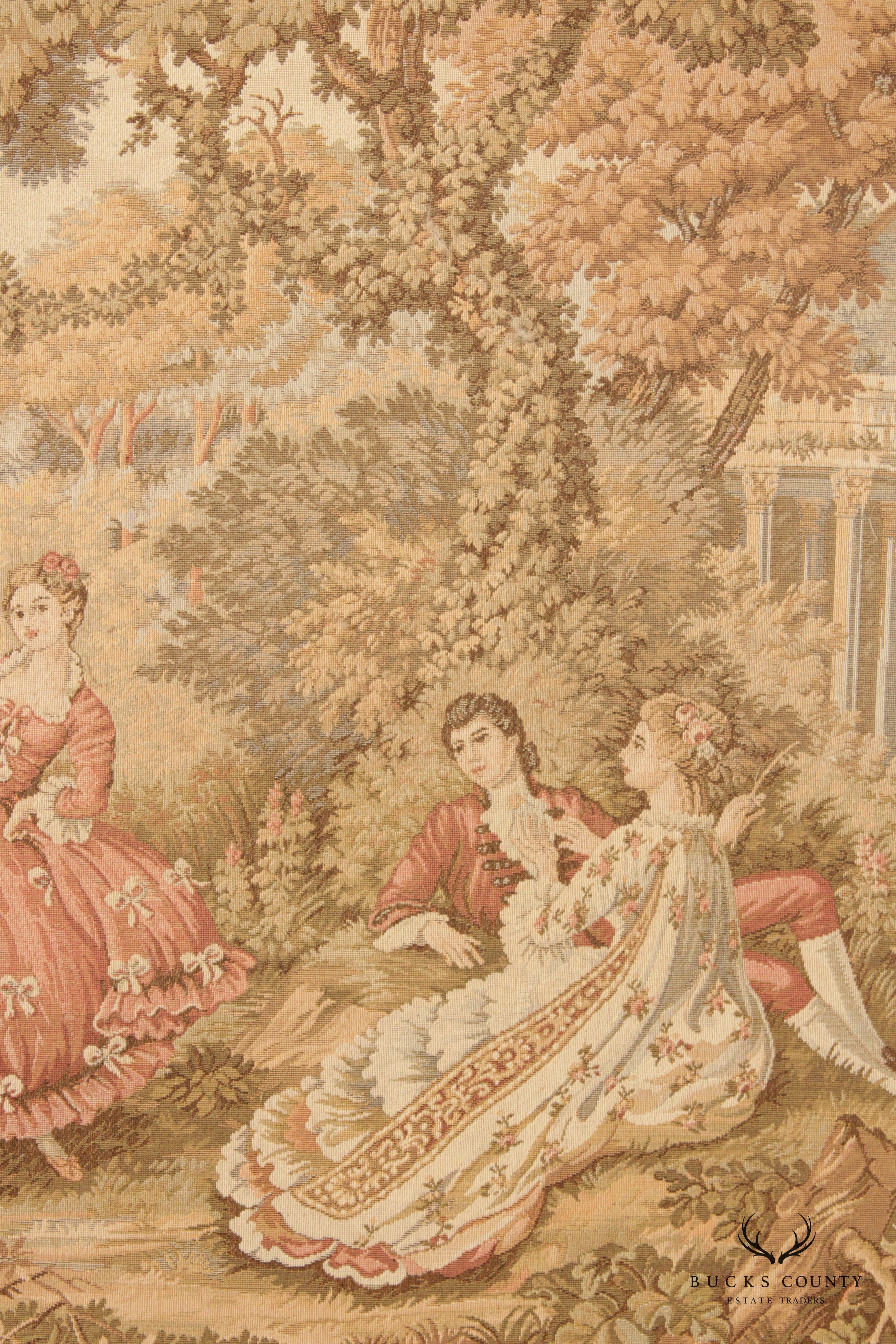 Vintage French Rococo Style Custom Framed Needlepoint Tapestry