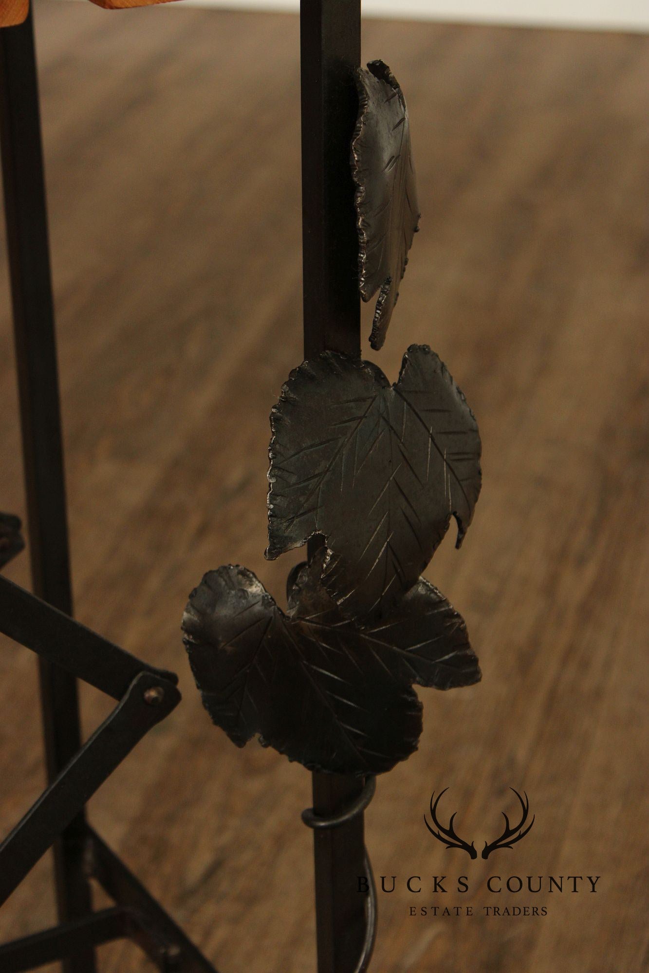 F.B. Farm Shenandoah Valley Butcher Block Iron Base Console Table & Wine Rack