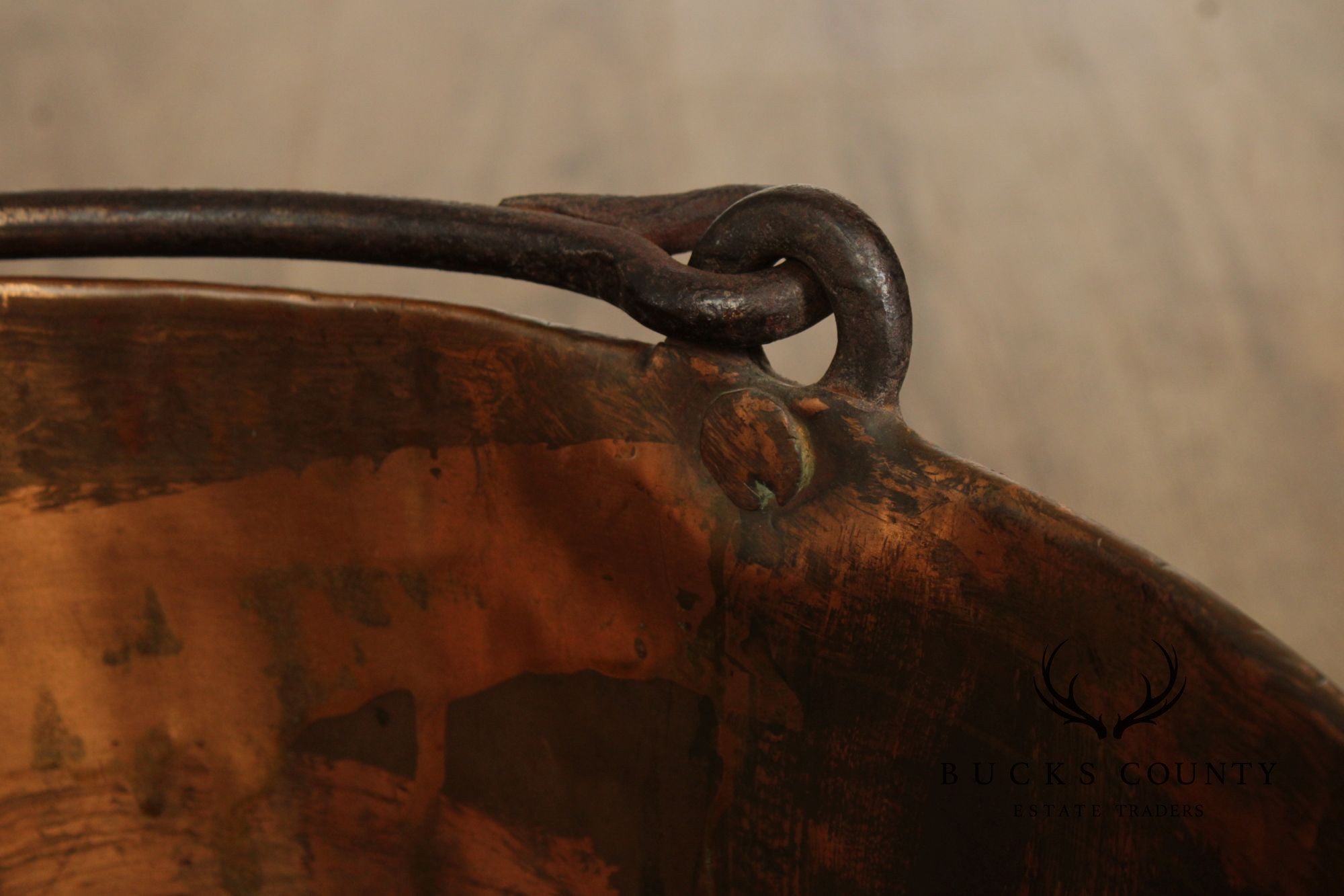 Antique Primitive Dovetailed Copper Kettle