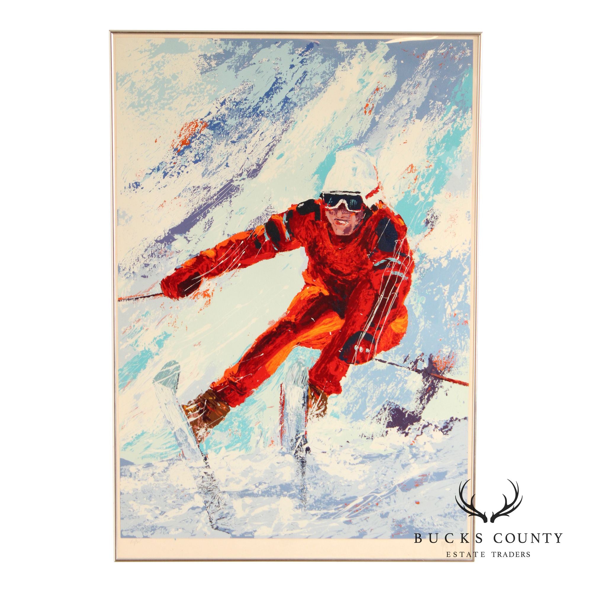 Mark King Limited Edition Framed Print, Downhill Skier
