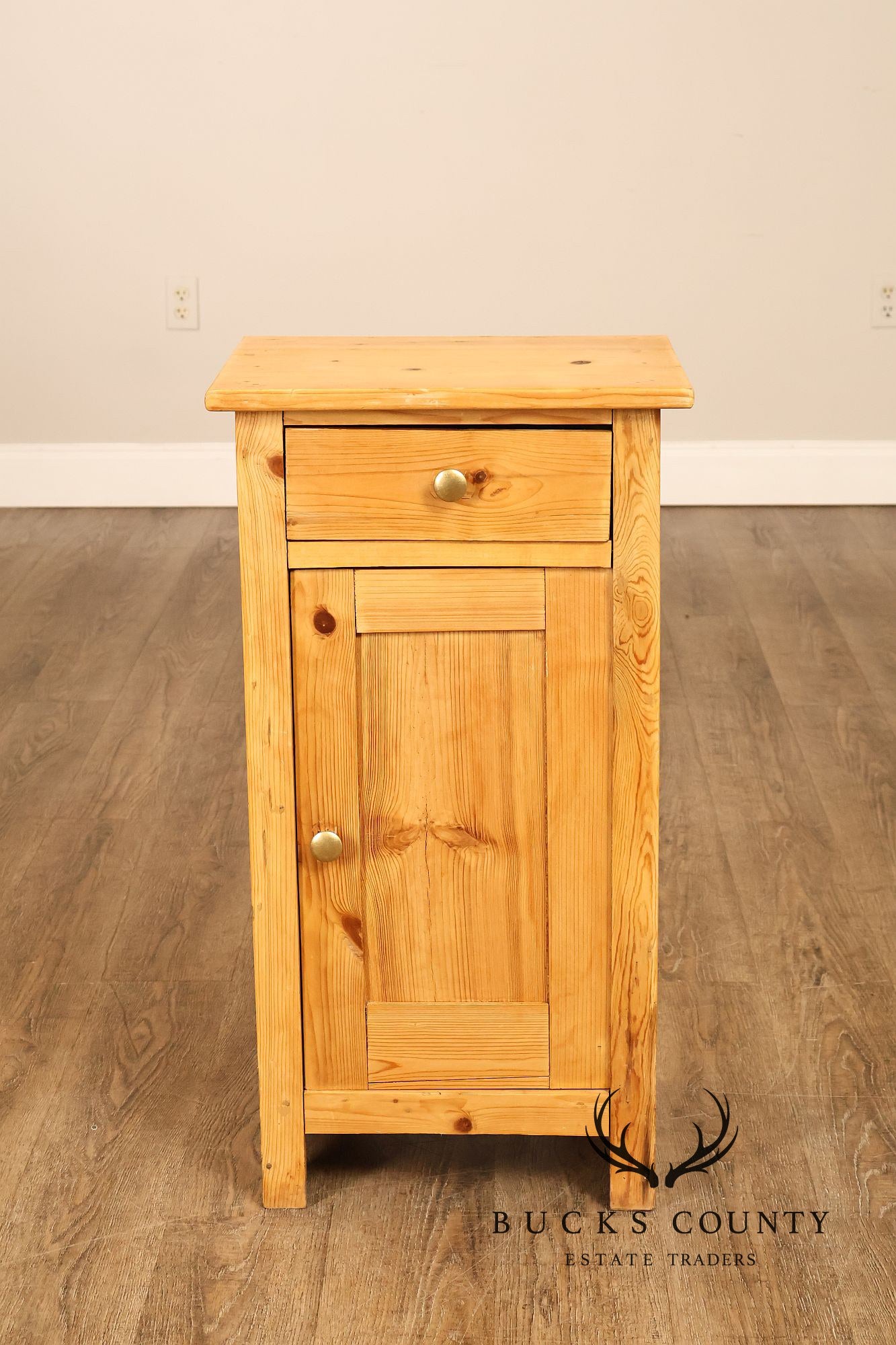 Rustic Style Pair of Pine Single Drawer Nightstands