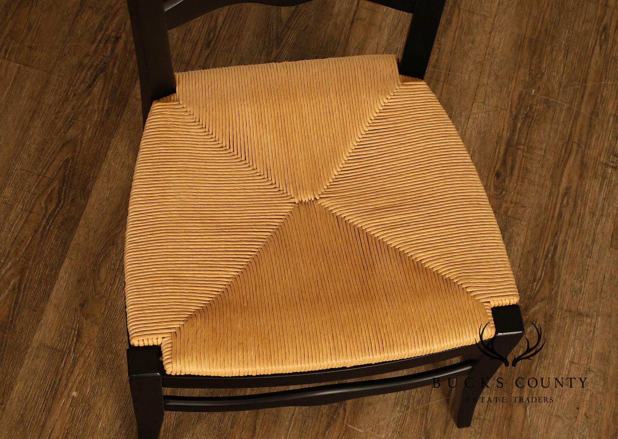 Ethan Allen 'Maison' Set of Seven French Country Style Rush Seat Dining Chairs