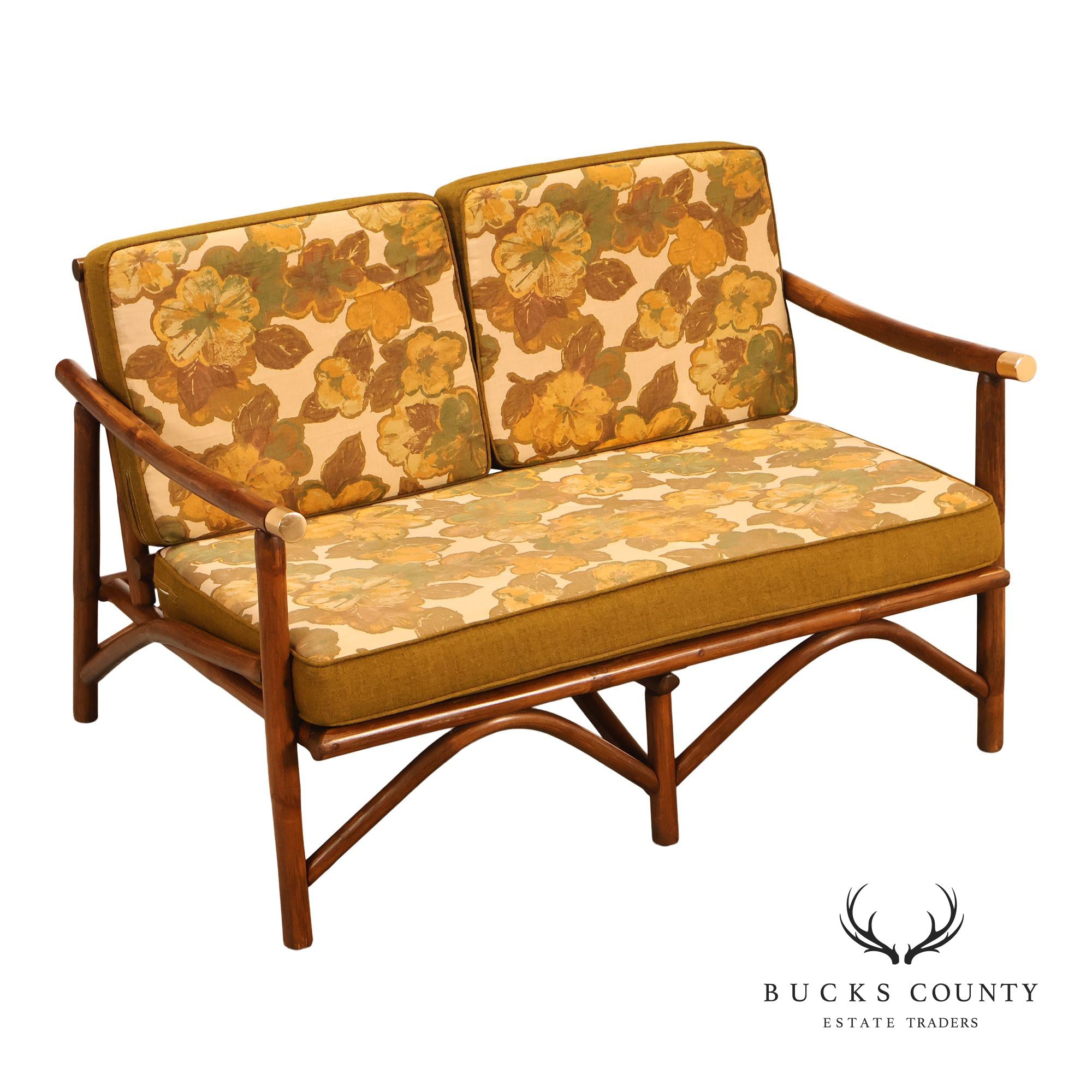 Vogue Coastal Vintage Rattan Bamboo Loveseat