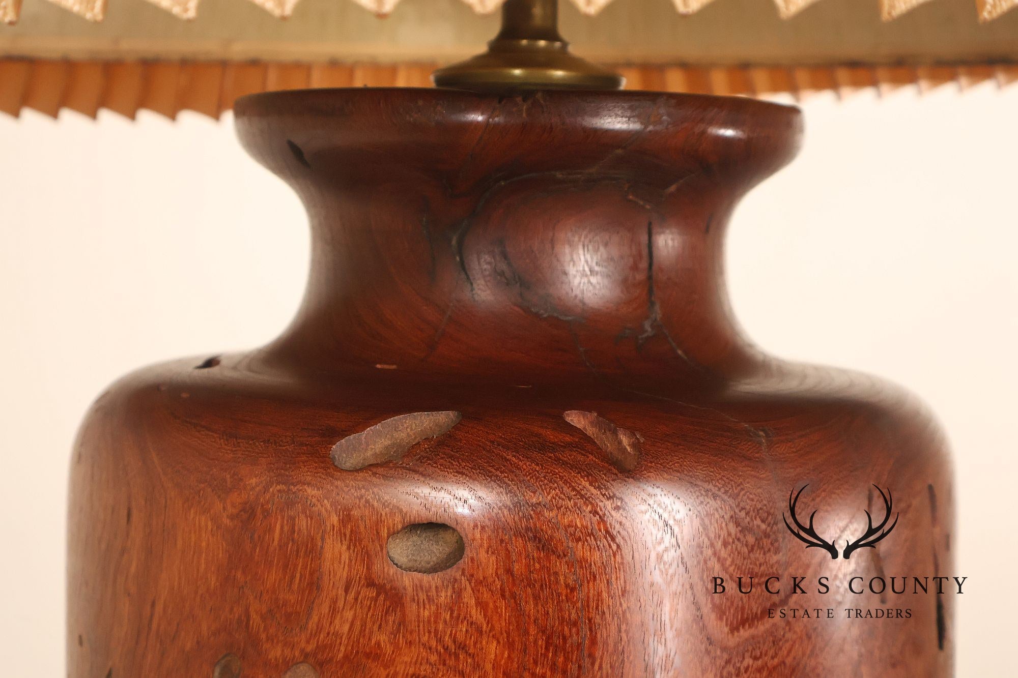 Organic Modern Mid Century Modern Pair of Turned Wood Table Lamps