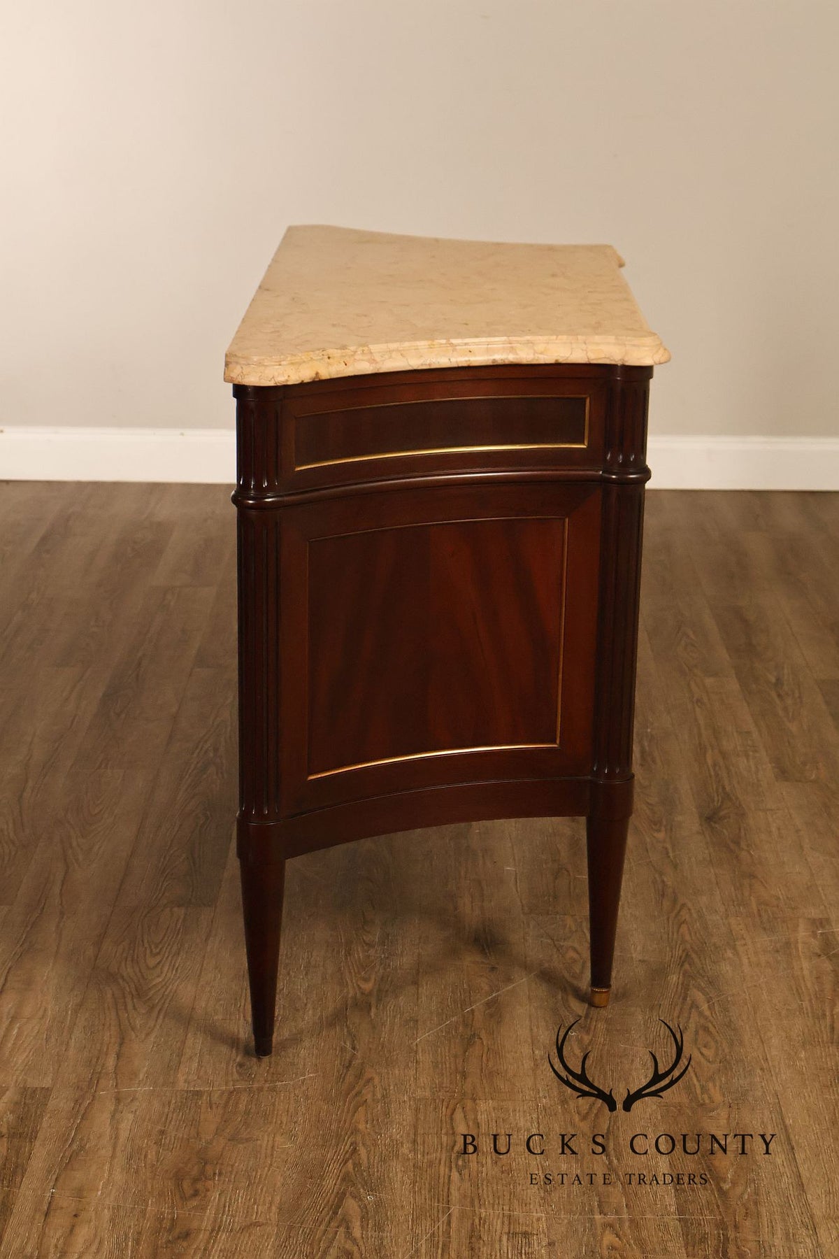 Louis XVI Style Fitted Marble Top Three-Drawer Commode