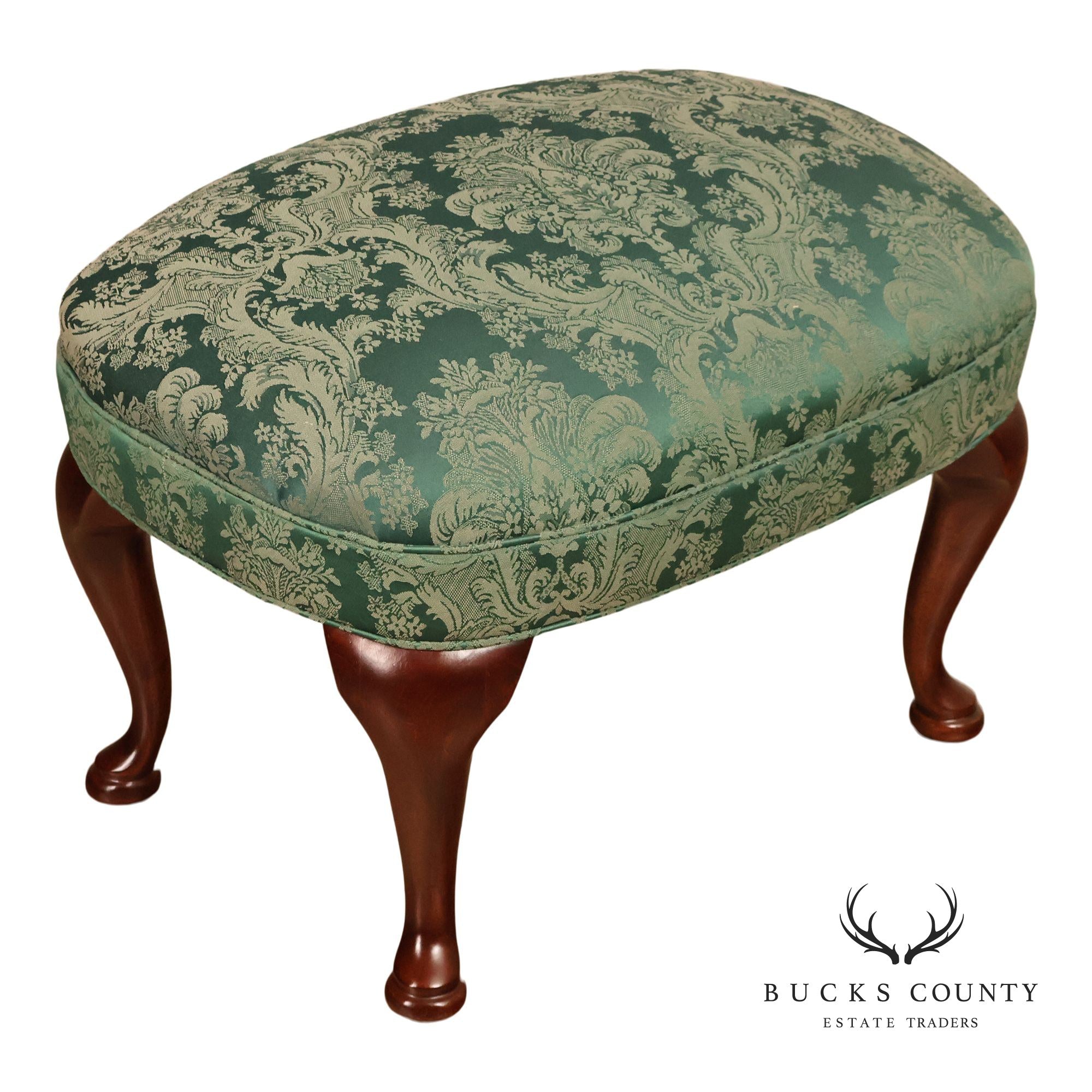 Traditional Upholstered Ottoman With Cabriole Legs