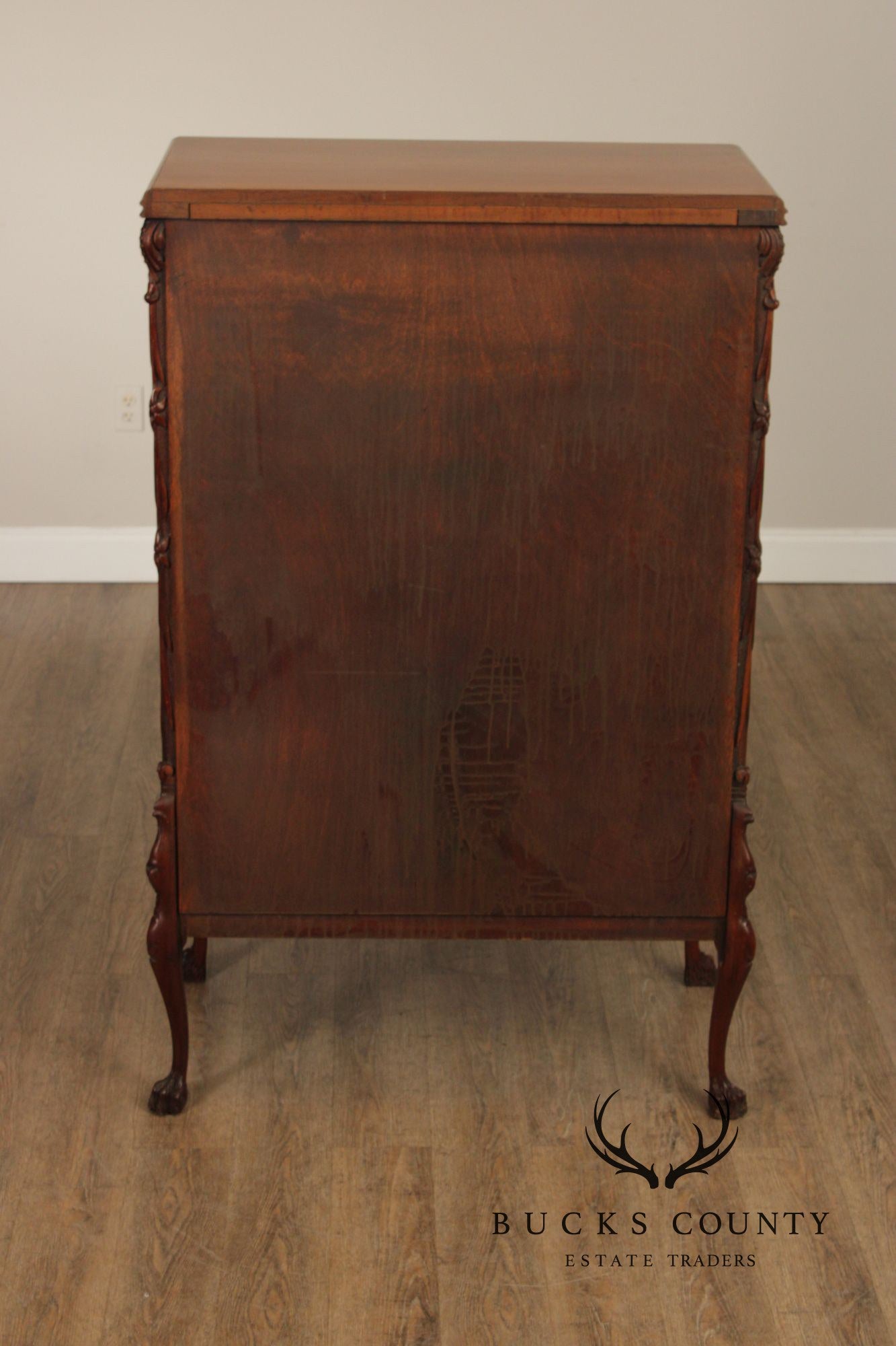 1930's Georgian Style Carved Mahogany Tall Chest