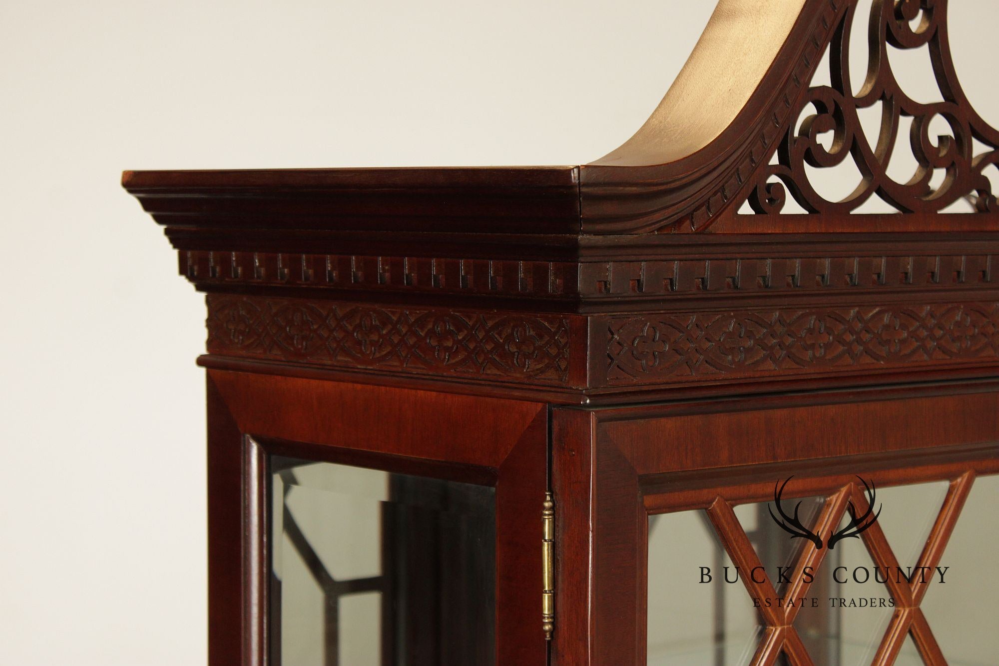 Chinese Chippendale Style Mahogany Display Cabinet