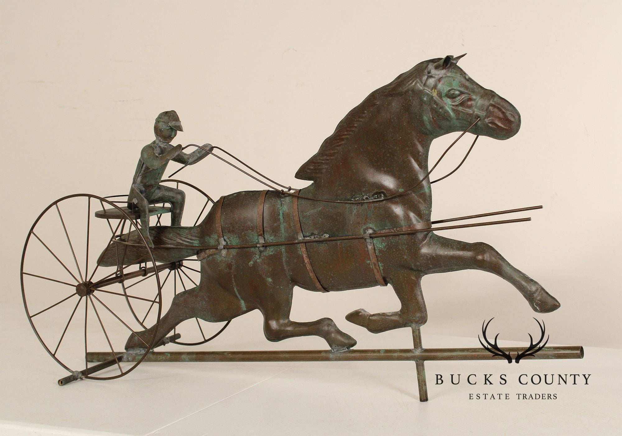 Vintage Jockey and Horse Copper Weathervane