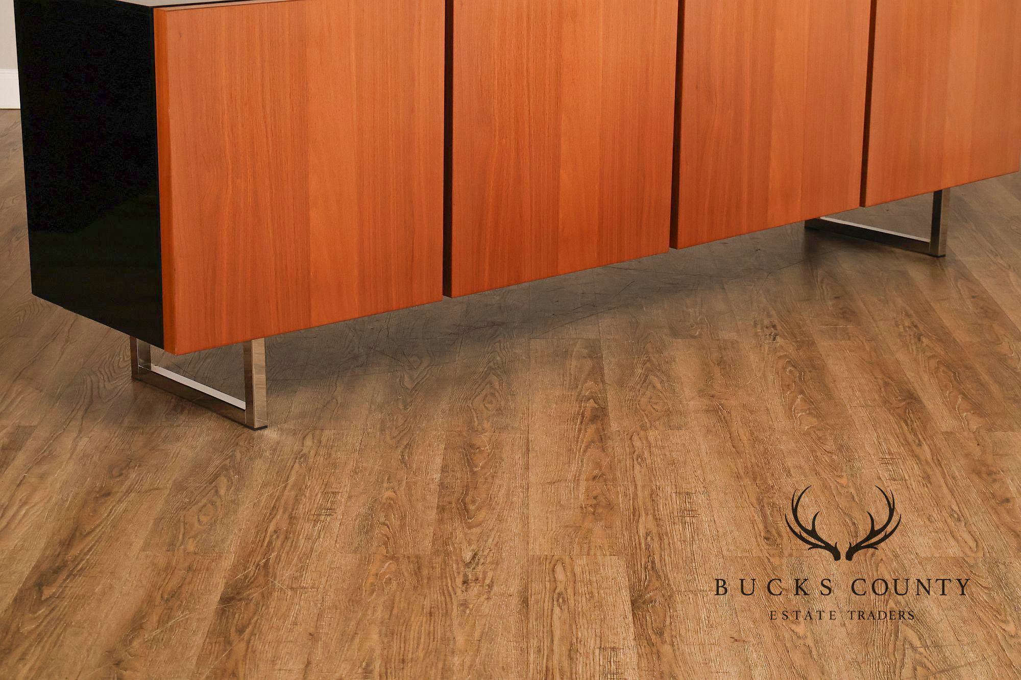 Mid Century Modern Black Top Credenza