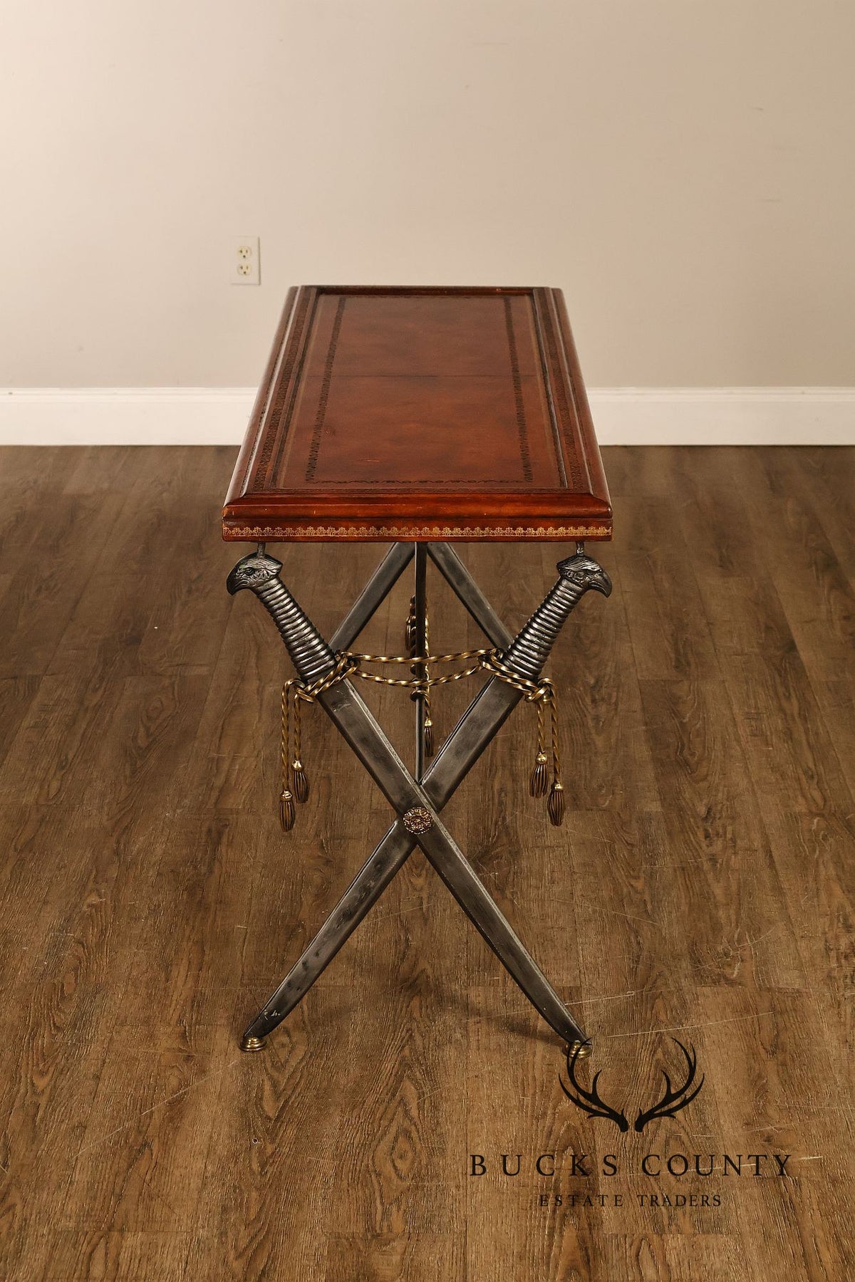 Maitland Smith Leather Top Sword Console