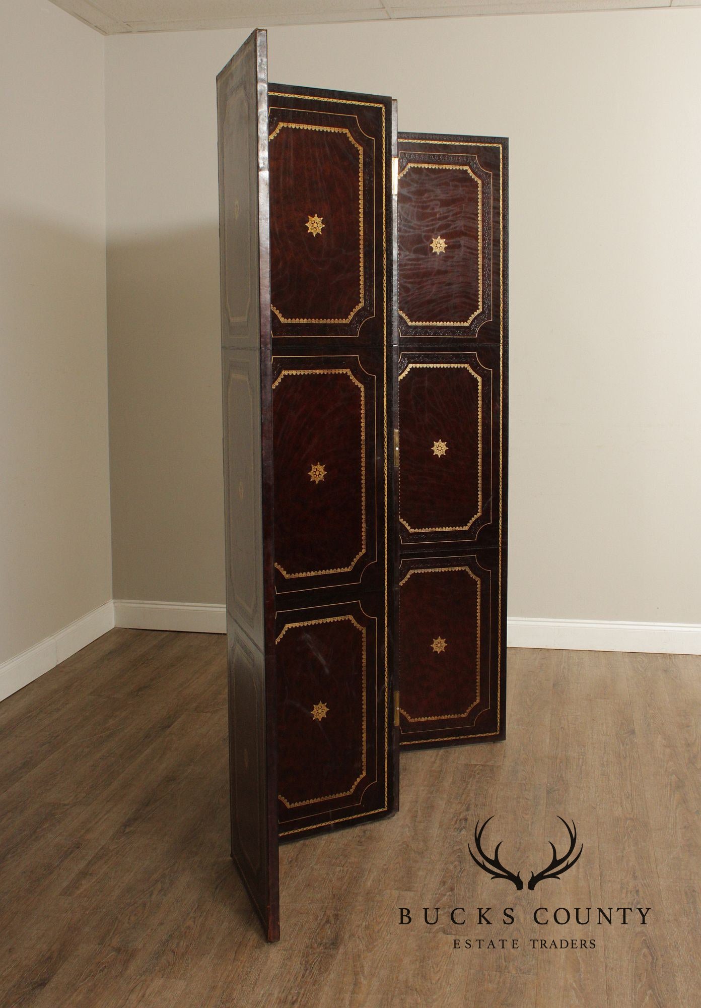 Maitland Smith Four-Panel Leather Folding Screen