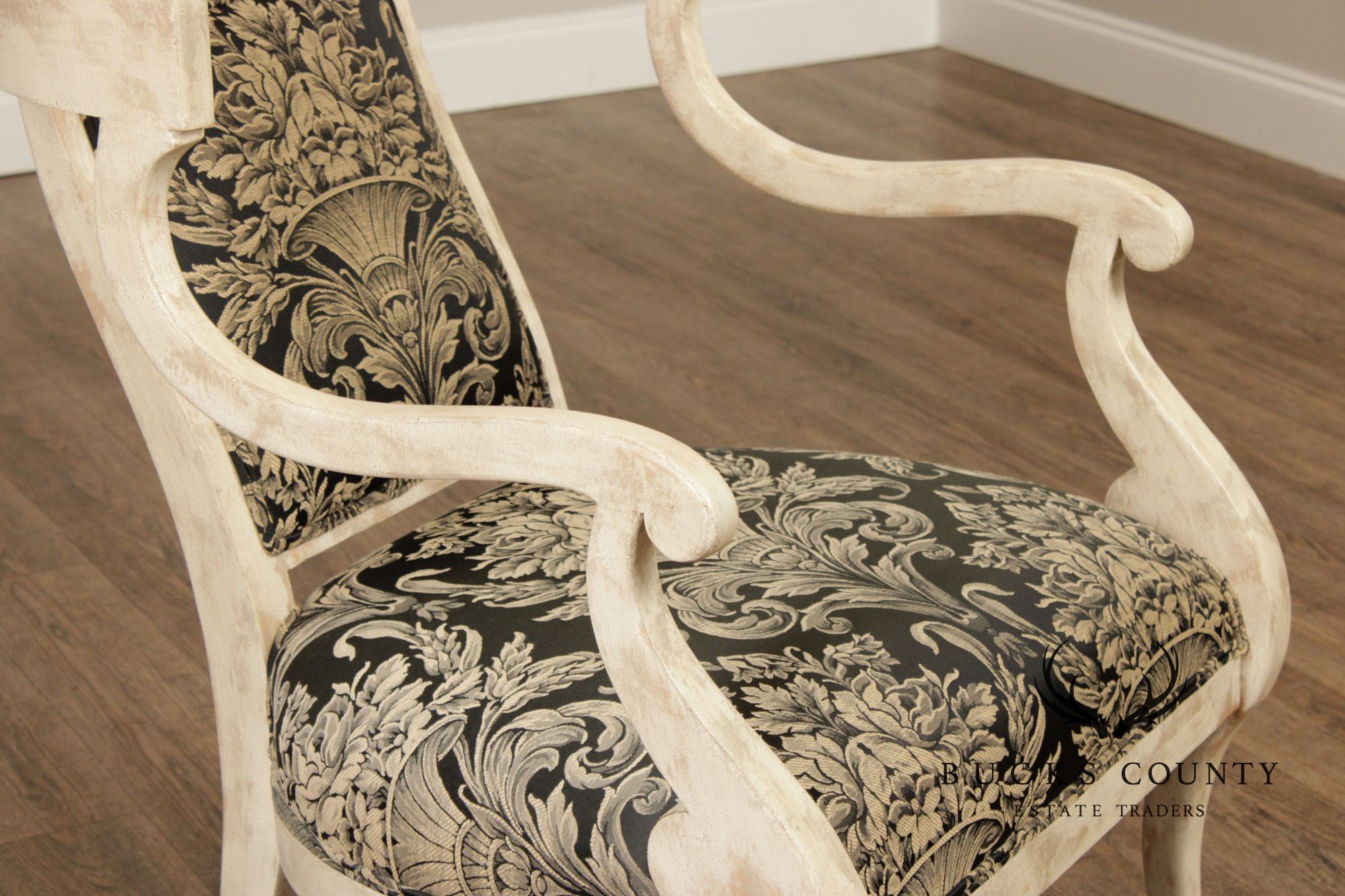 Regency Style Pair Of Painted Fauteuil Armchairs