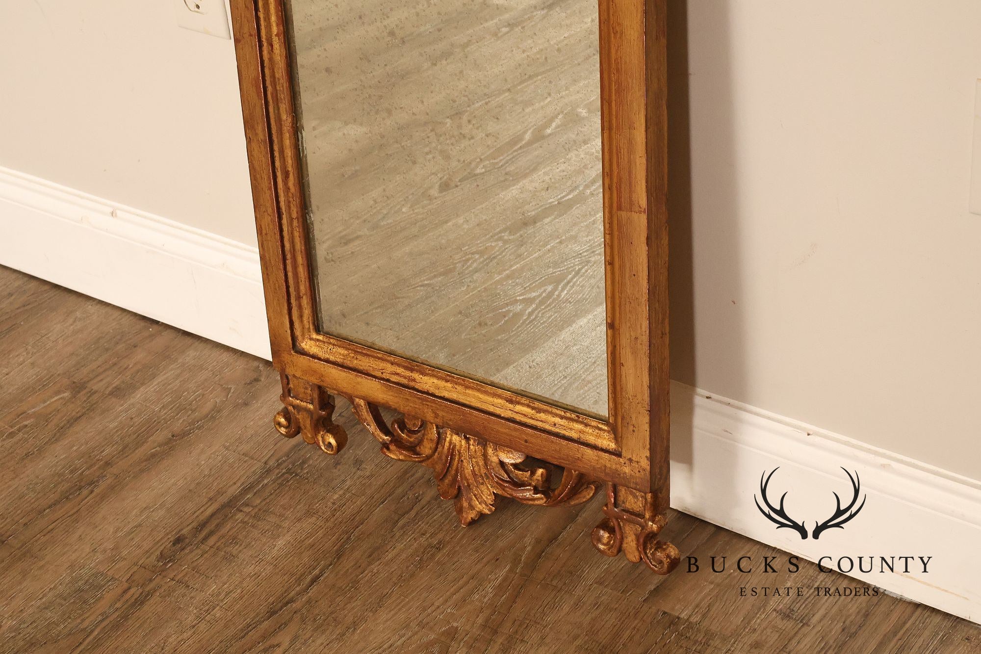 Italian Giltwood Narrow Vintage Wall Mirror Mirror