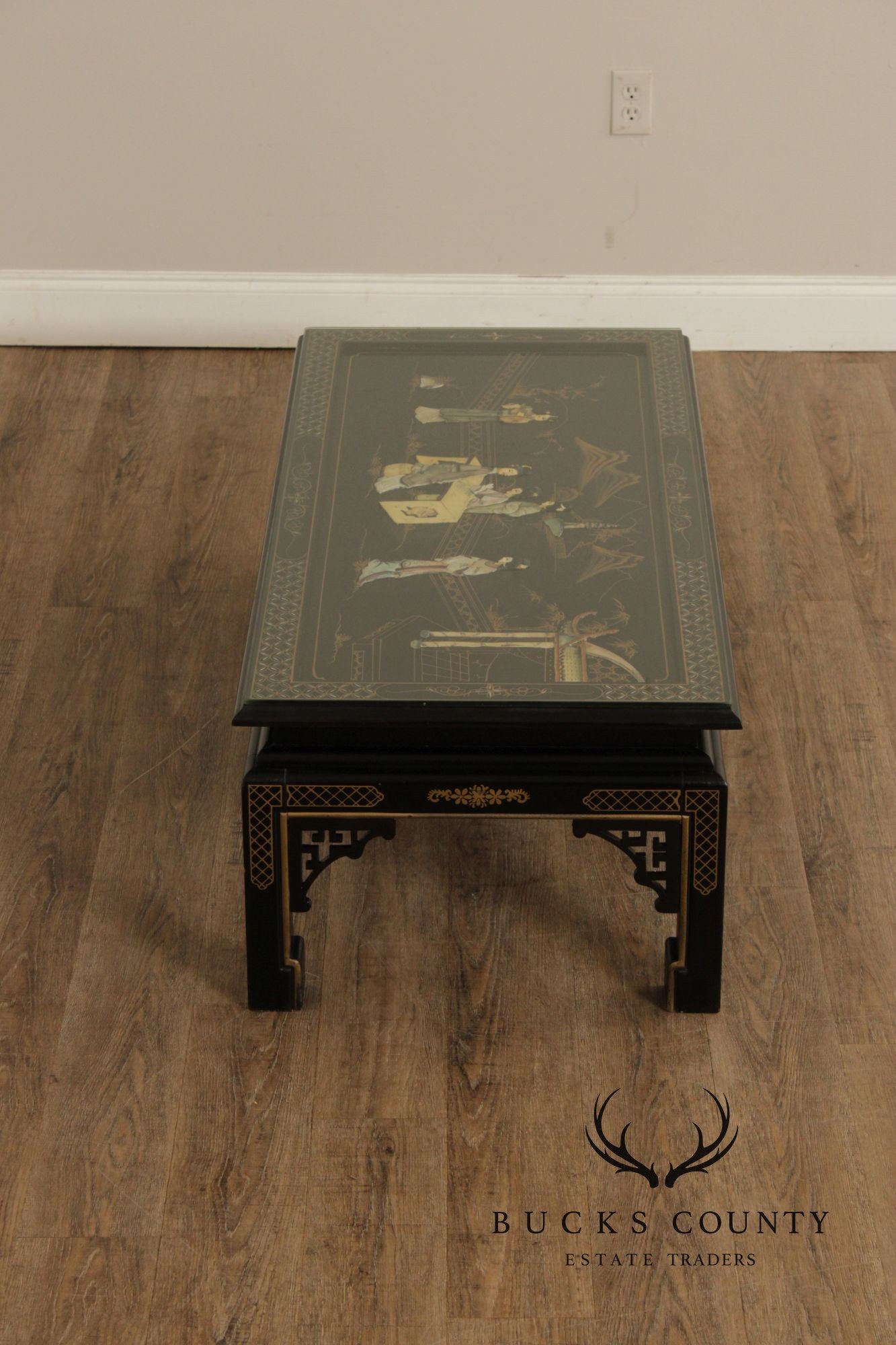 Chinoiserie Glass Top Coffee Table