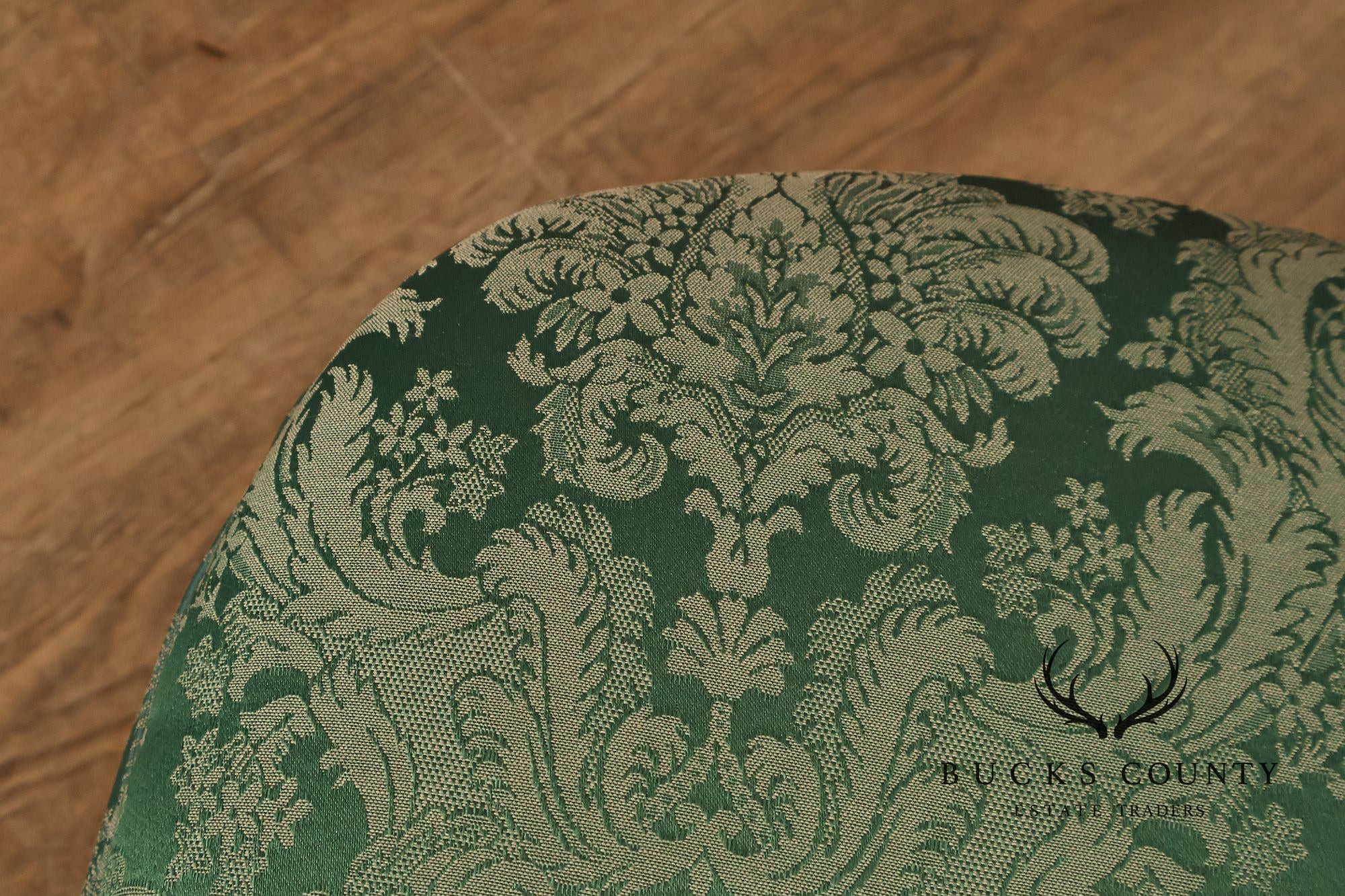 Traditional Upholstered Ottoman With Cabriole Legs