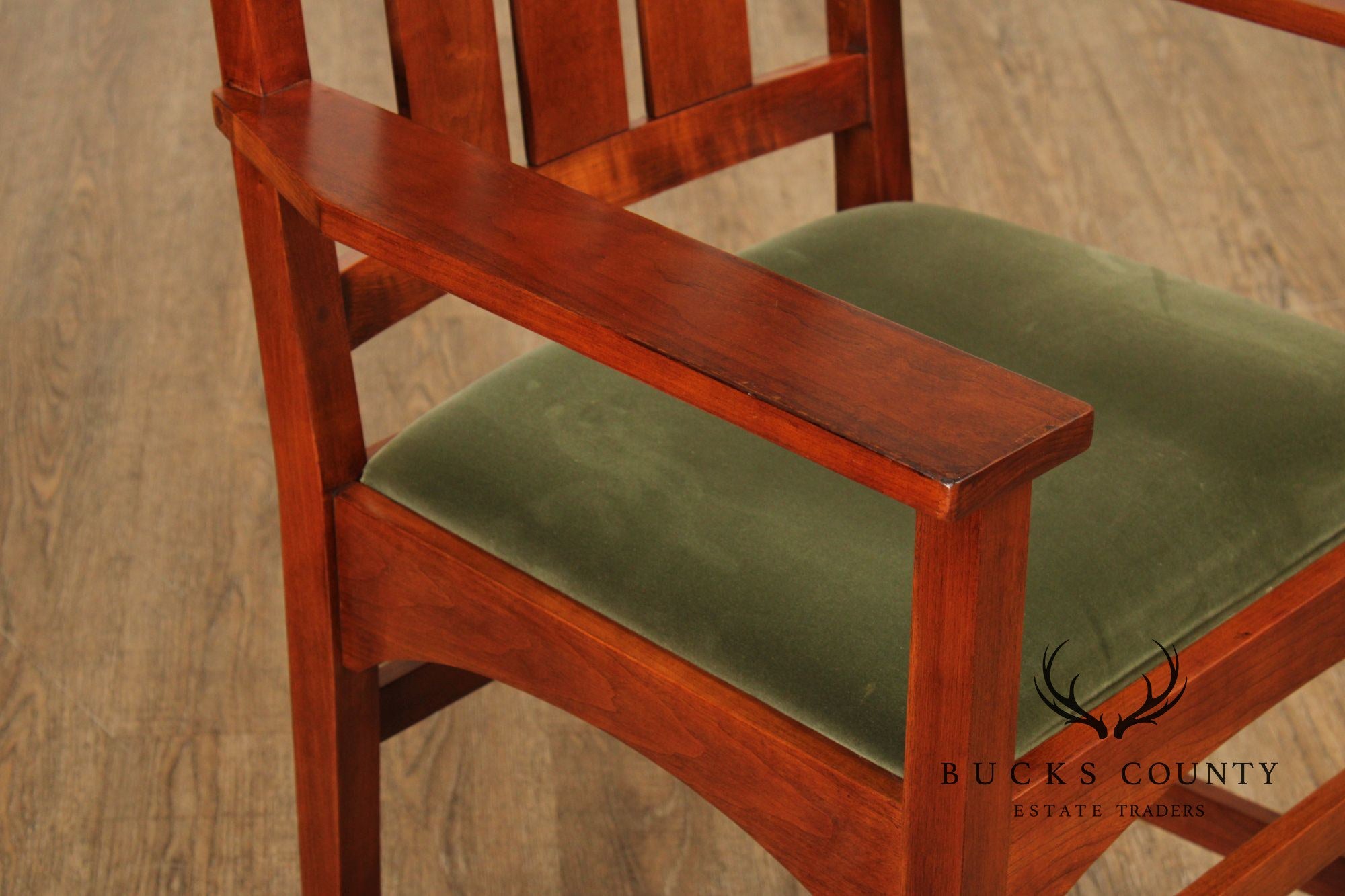 Stickley Mission Collection Set of Four Harvey Ellis Cherry Dining Armchairs