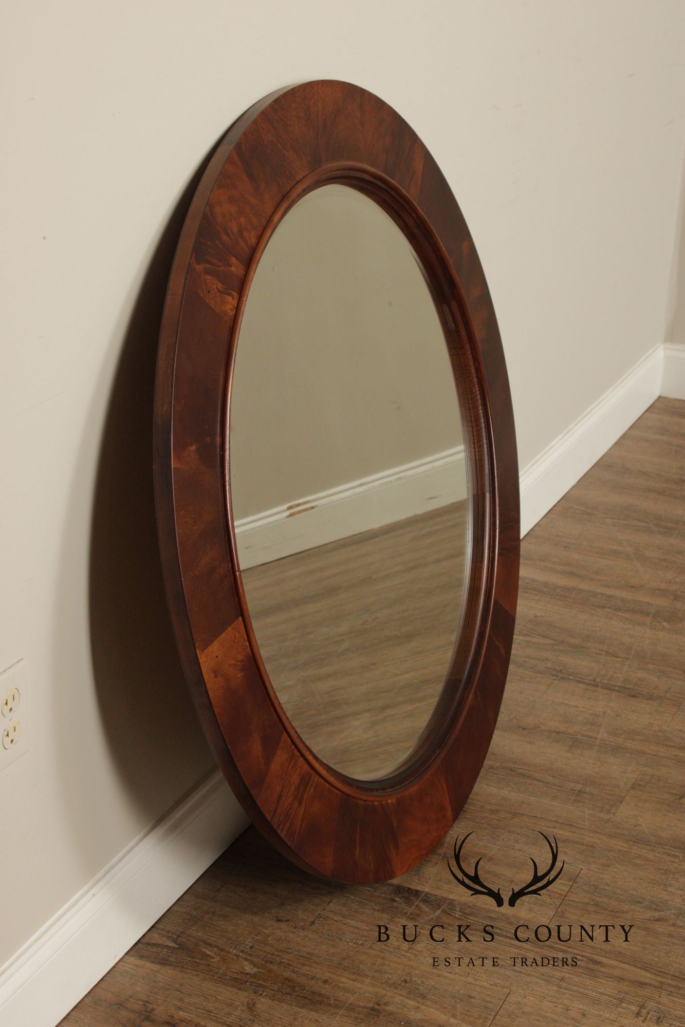 Stanley Furniture Round Mahogany Frame Wall Mirror