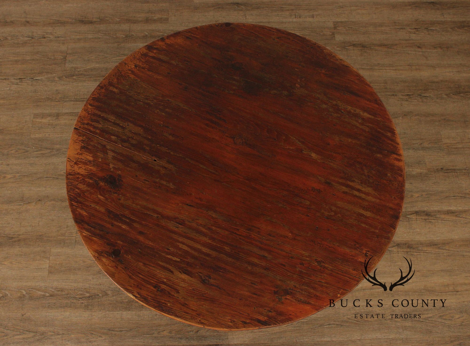 Antique Softwood Round Tilt Top Bench Dining Table