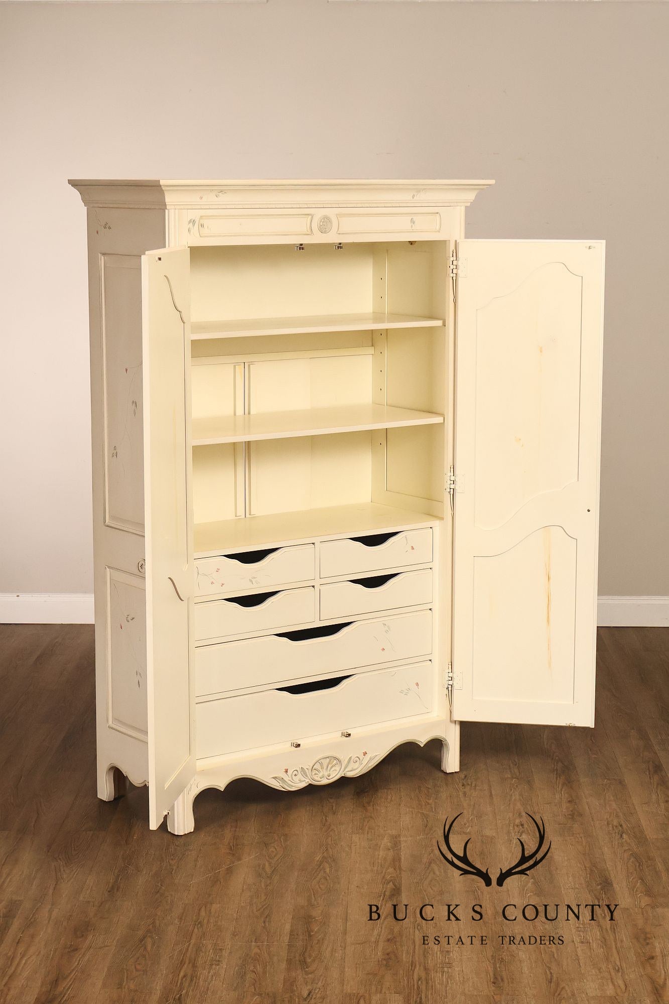 Ethan Allen Country French Painted Armoire Cabinet