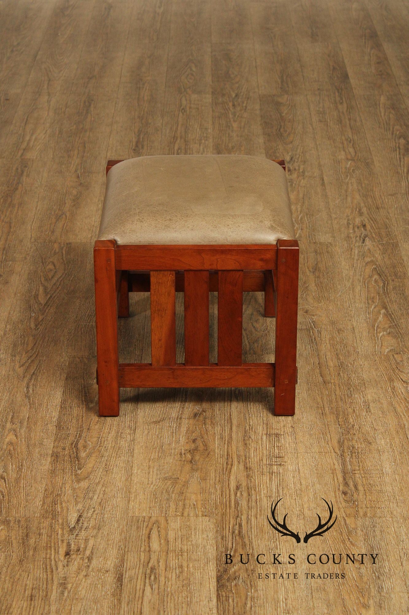 Stickley Mission Collection Cherry and Leather Footstool