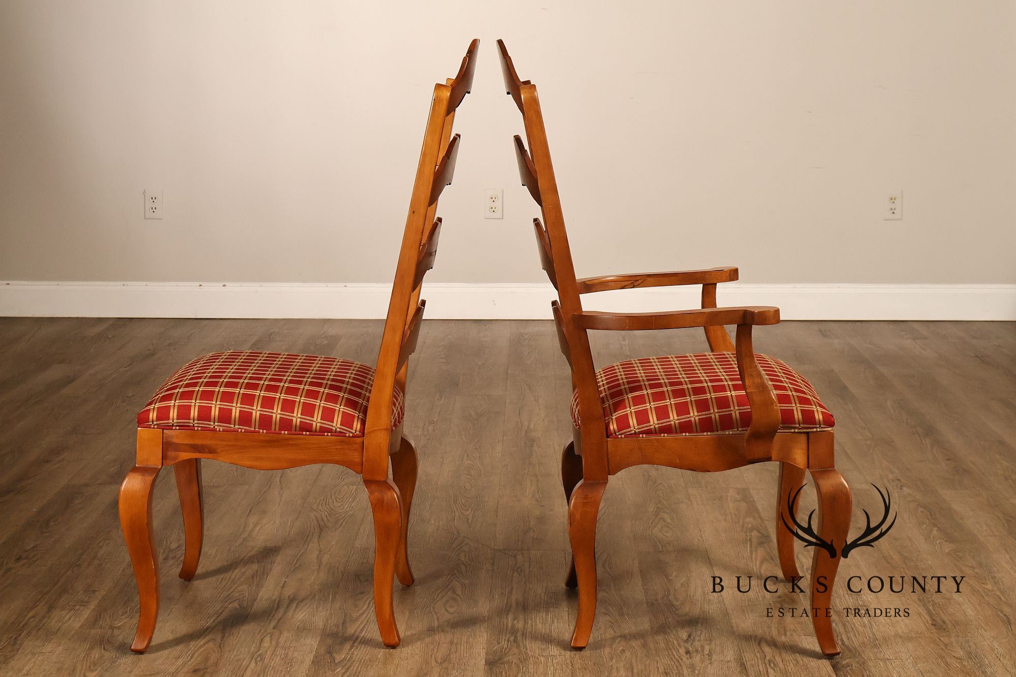 Ethan Allen Legacy Collection Set Of 10 Maple French Country Ladder Back Dining Chairs